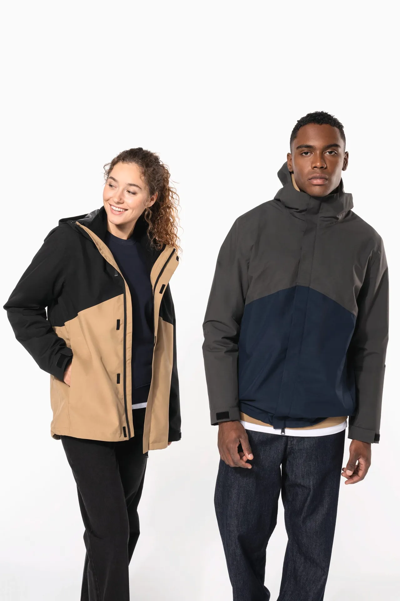 Wasserdichter 3-in-1-Unisex-Parka mit zweifarbiger Kapuze