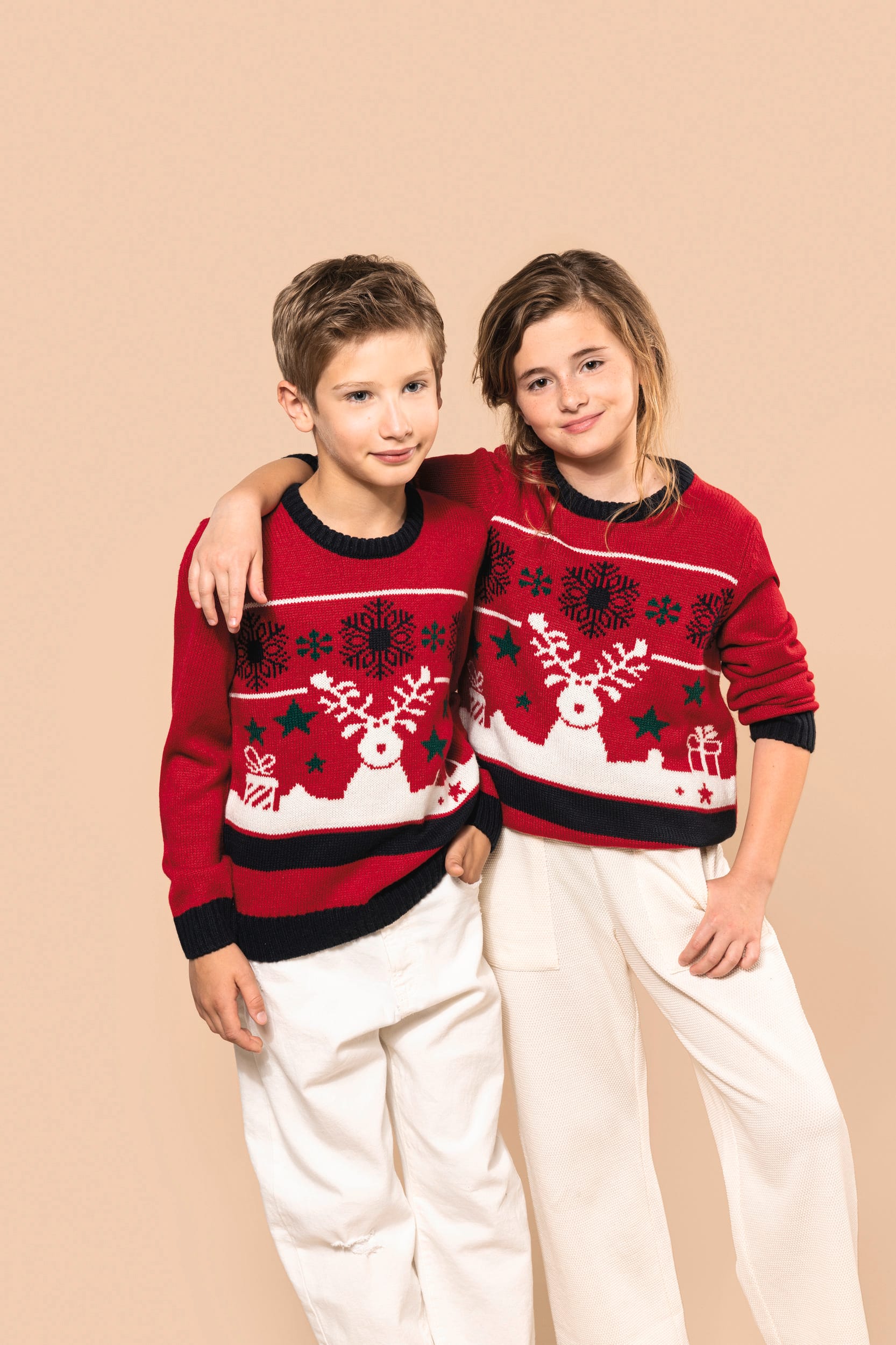 Weihnachtspullover mit Rundhalsausschnitt für Kinder