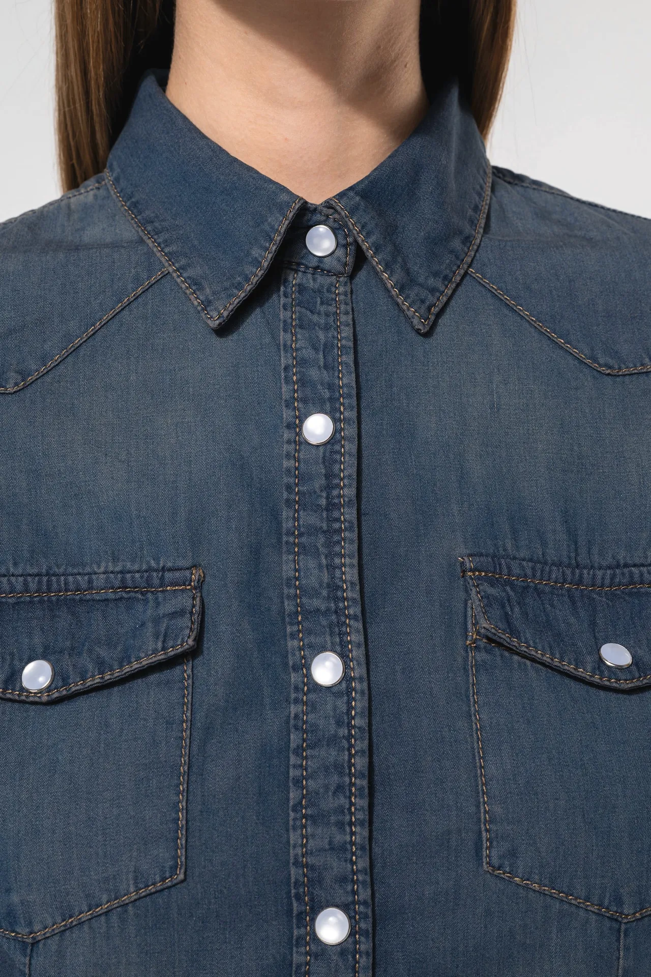 Damen denim-hemd langarm