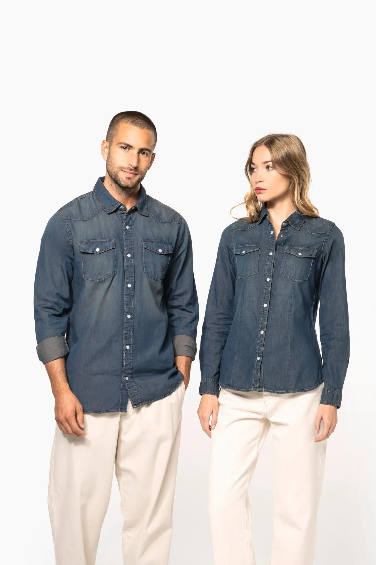 Herren denim-hemd langarm