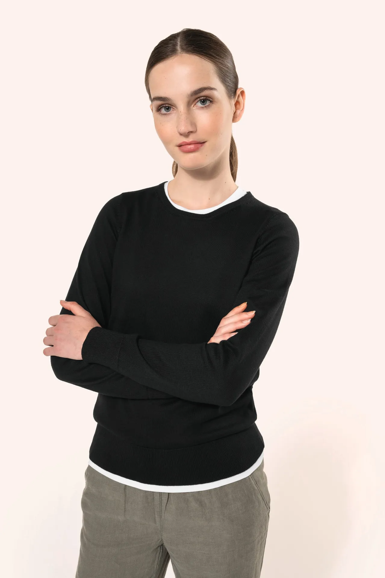 Supima®-Damenpullover mit Rundhalsausschnitt