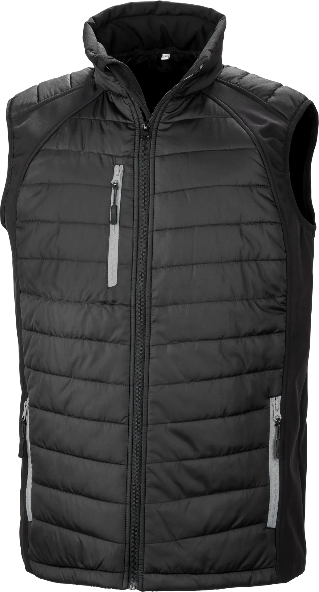 Black compass padded soft shell gilet