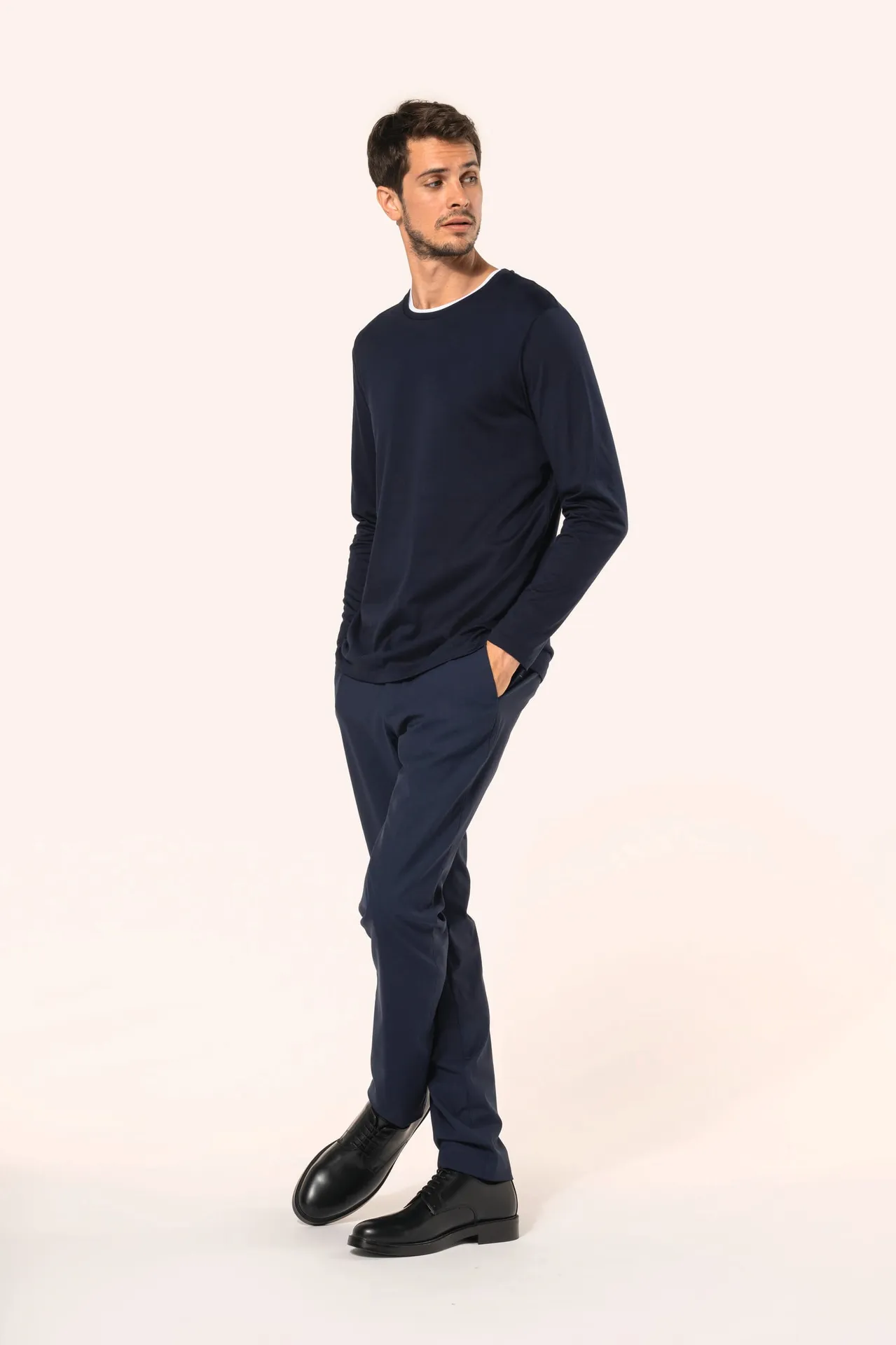 Supima® Herren-T-Shirt mit Rundhalsausschnitt und langen Ärmeln