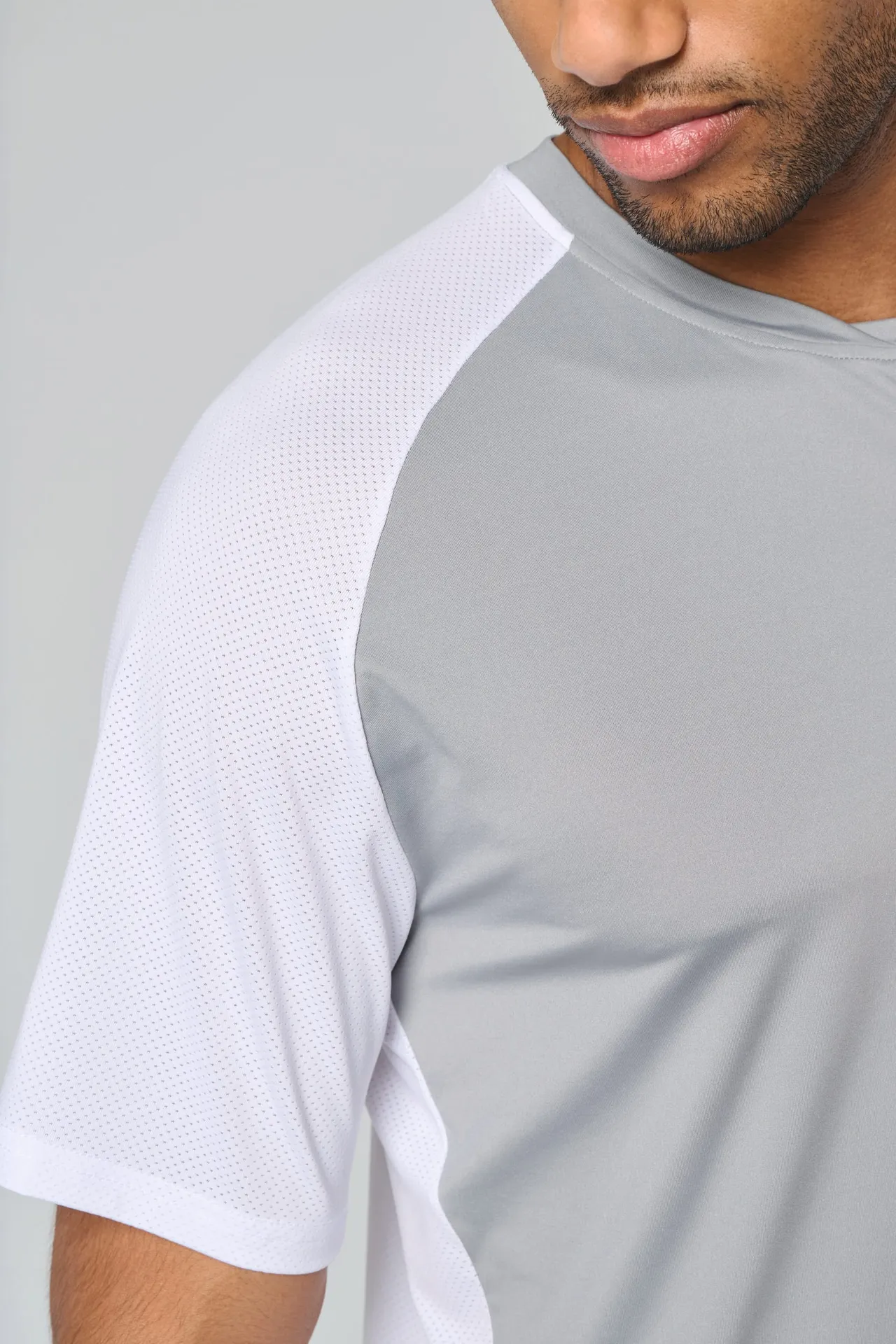 Zweifarbiges Padel Herren-T-Shirt mit Raglanärmeln