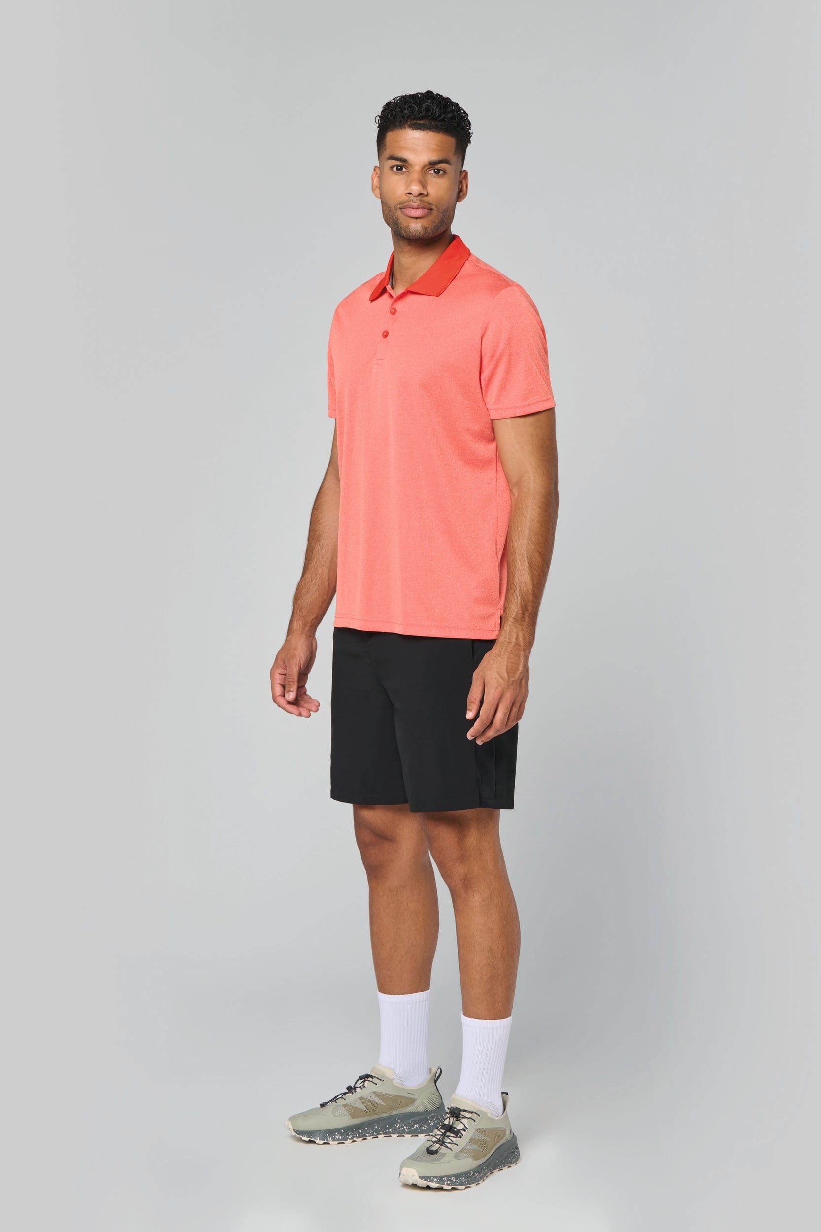 Meliertes Kurzarm-Polohemd