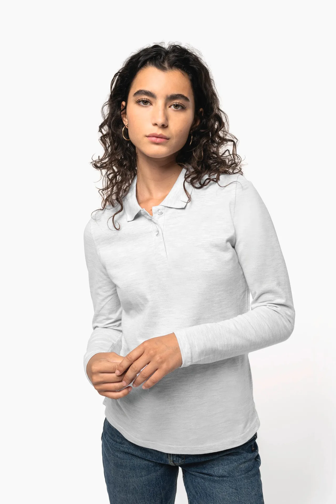 Damen Piqué Poloshirt Langarm