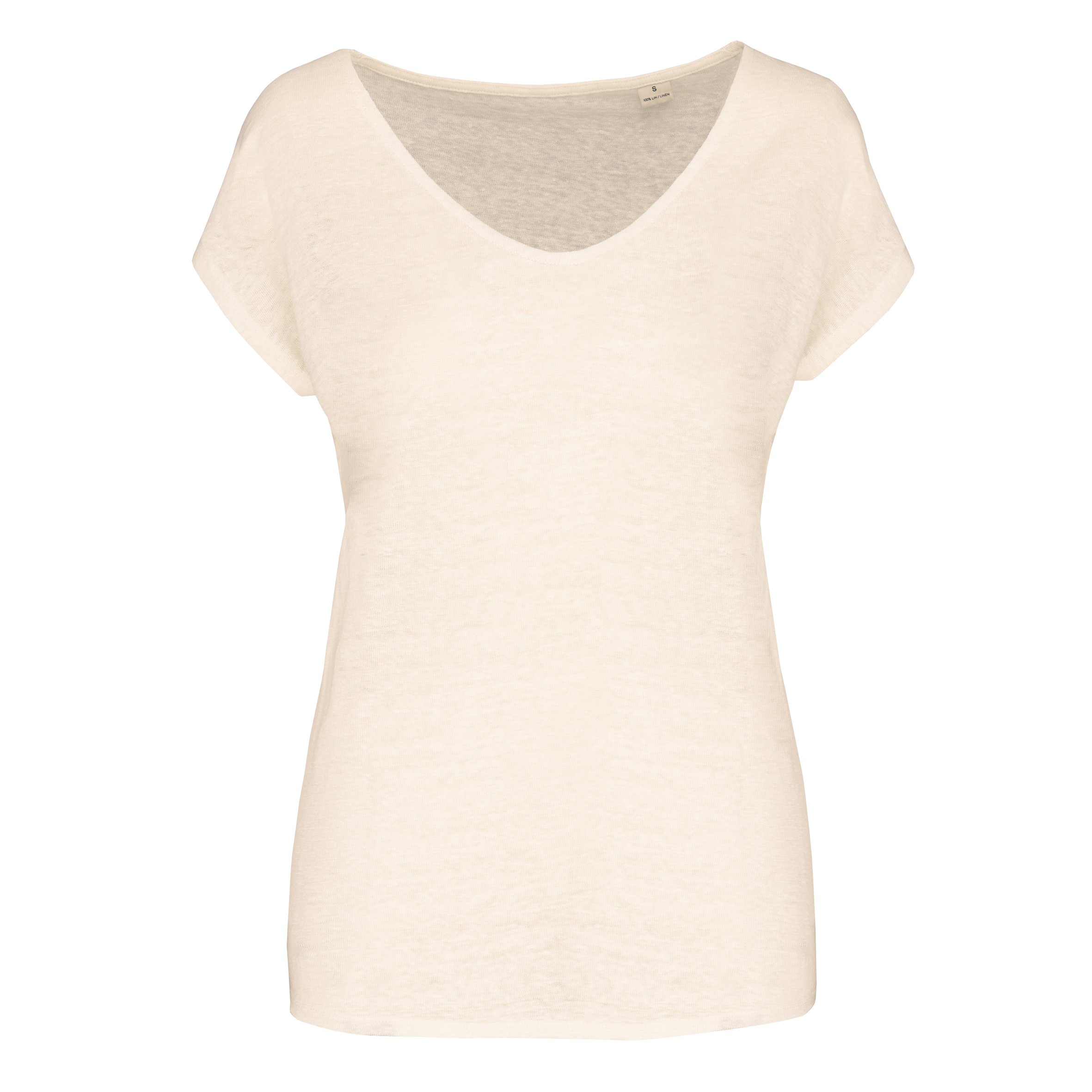 Damen-T-Shirt aus Leinen mit V-Ausschnitt