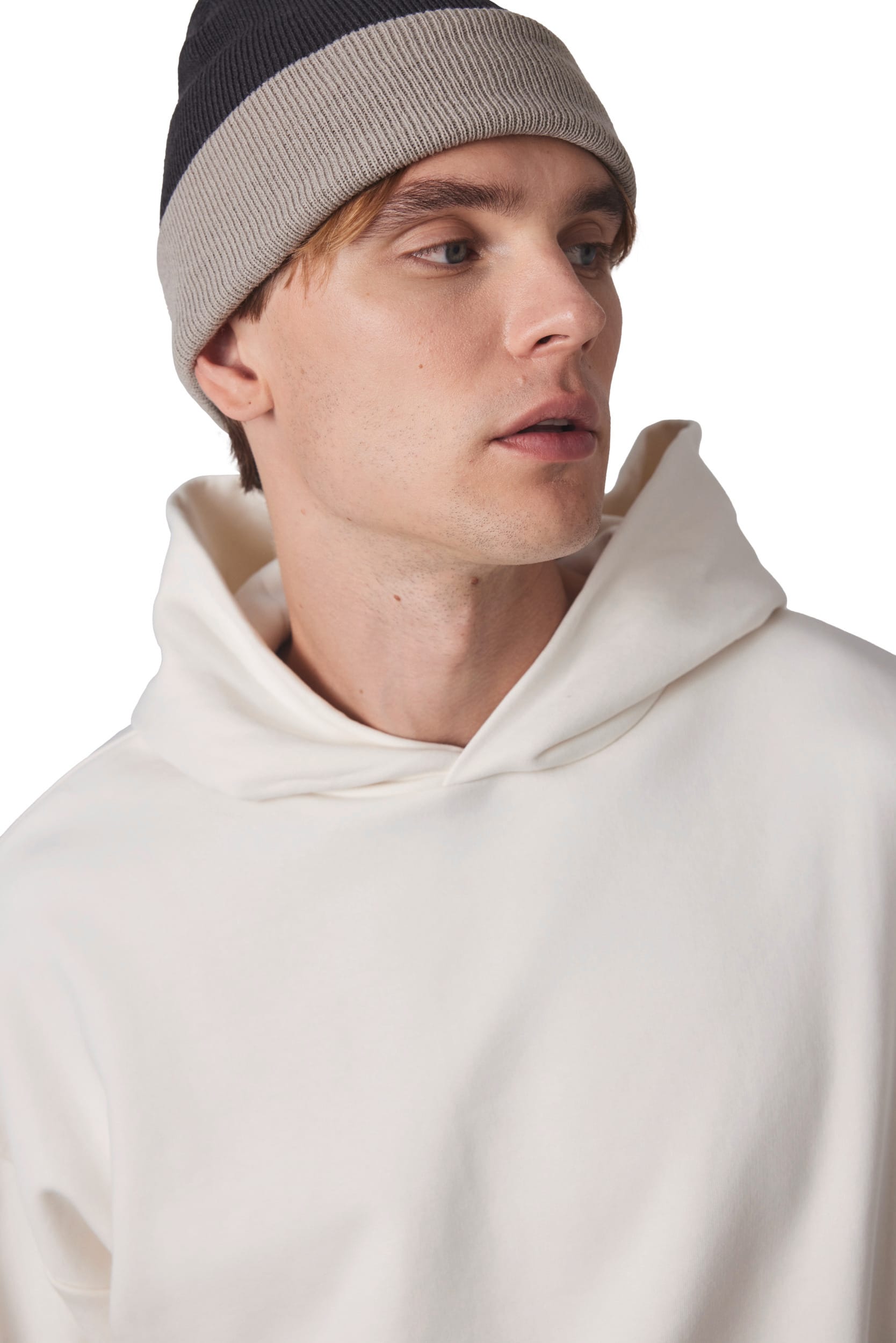 Zweifarbige Mütze mit Umschlag