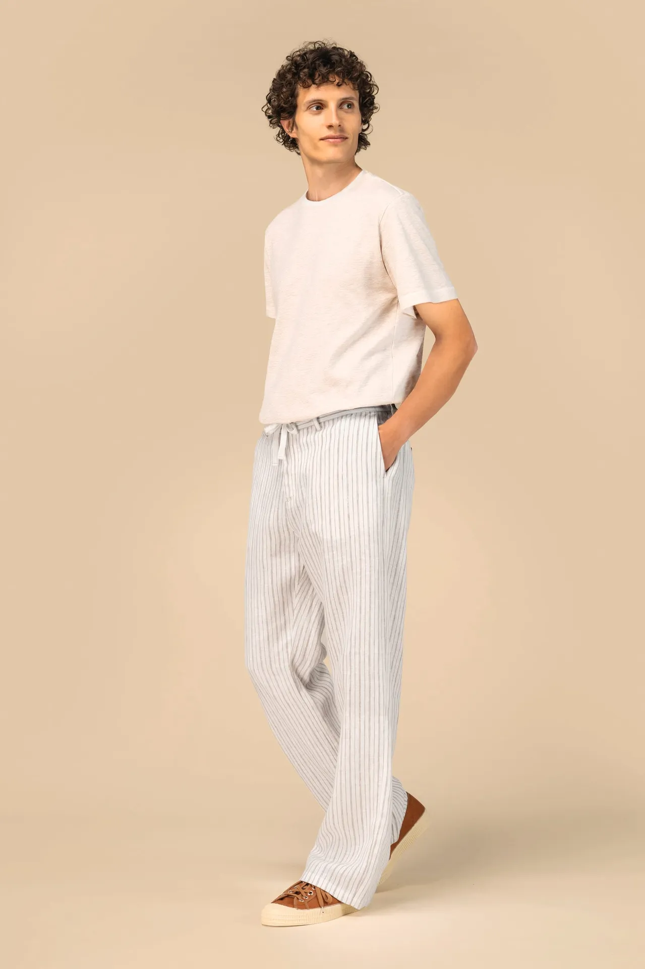 Gestreifte Leinenhose für Herren