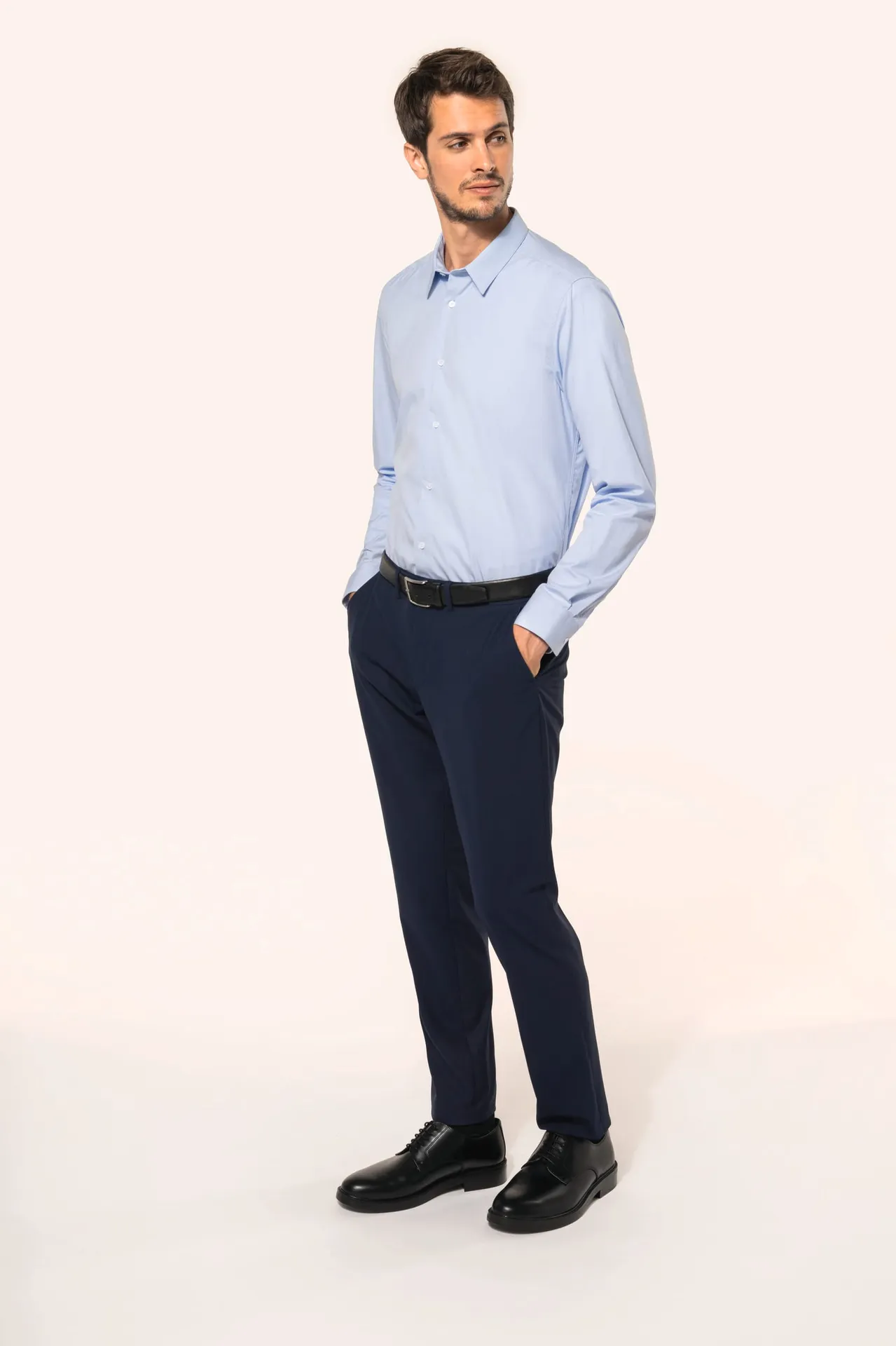 Popeline-Hemd für Herren mit langen Ärmeln