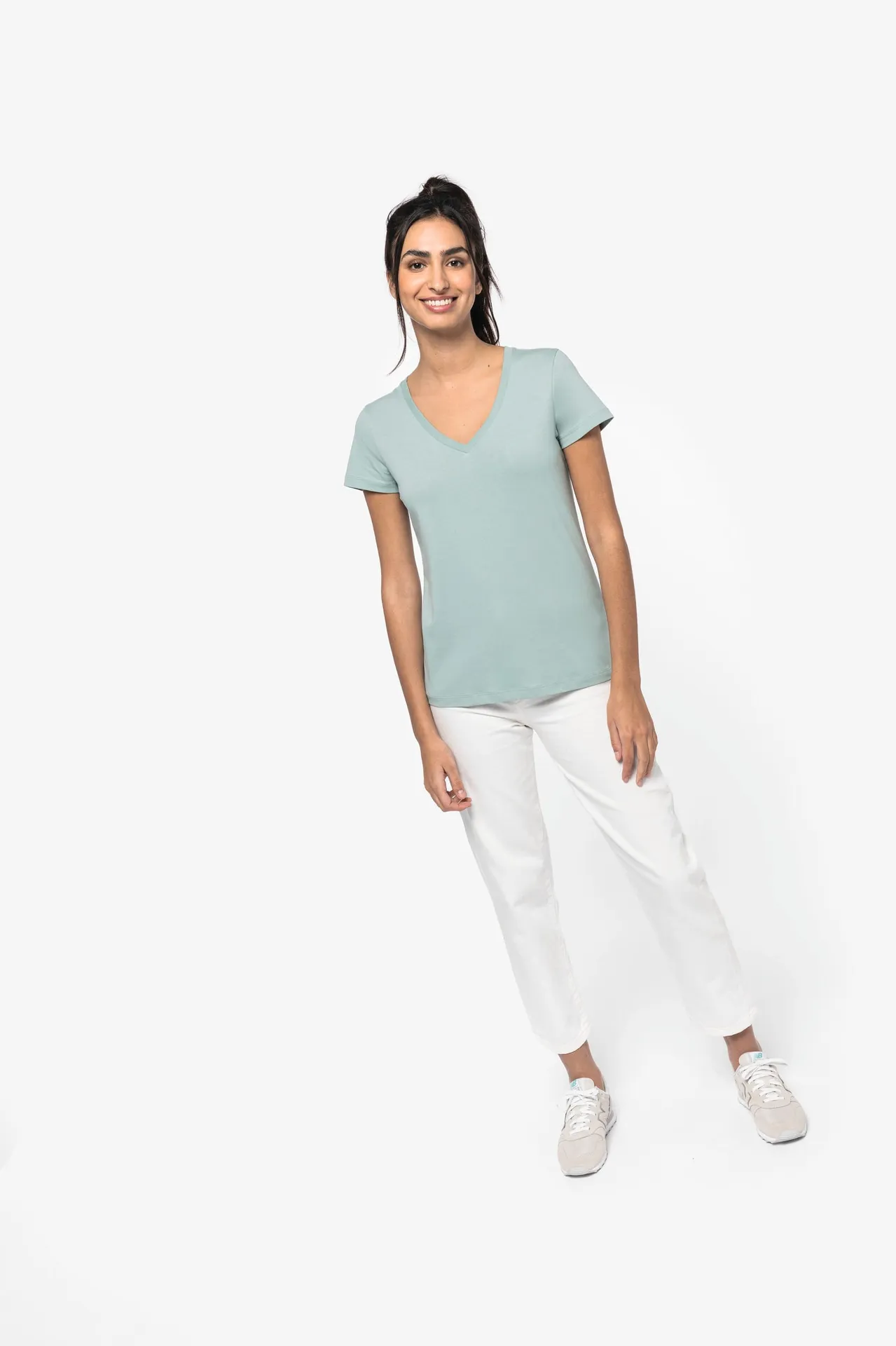 Damen Umweltfreundliches T-Shirt mit V-Ausschnitt