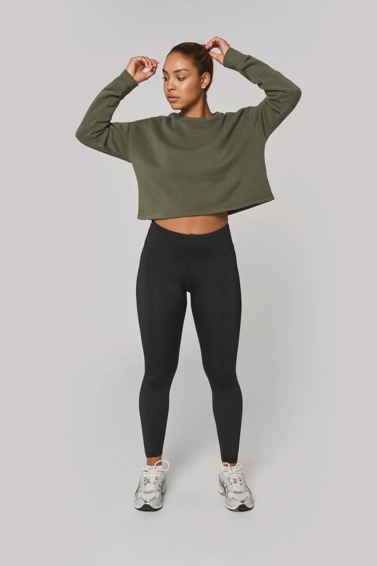 Damen Cropped-Sweatshirt mit Rundhalsausschnitt