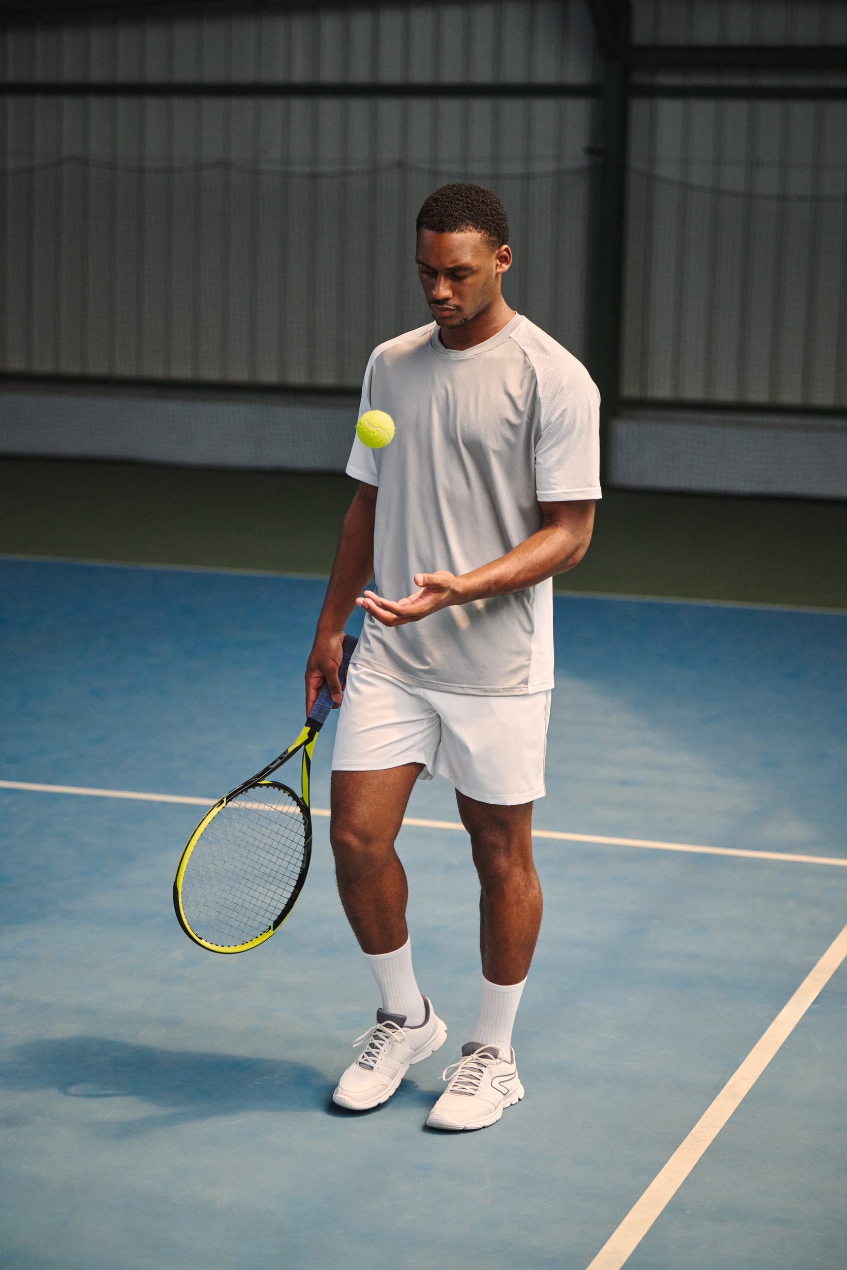 Zweifarbiges Padel Herren-T-Shirt mit Raglanärmeln