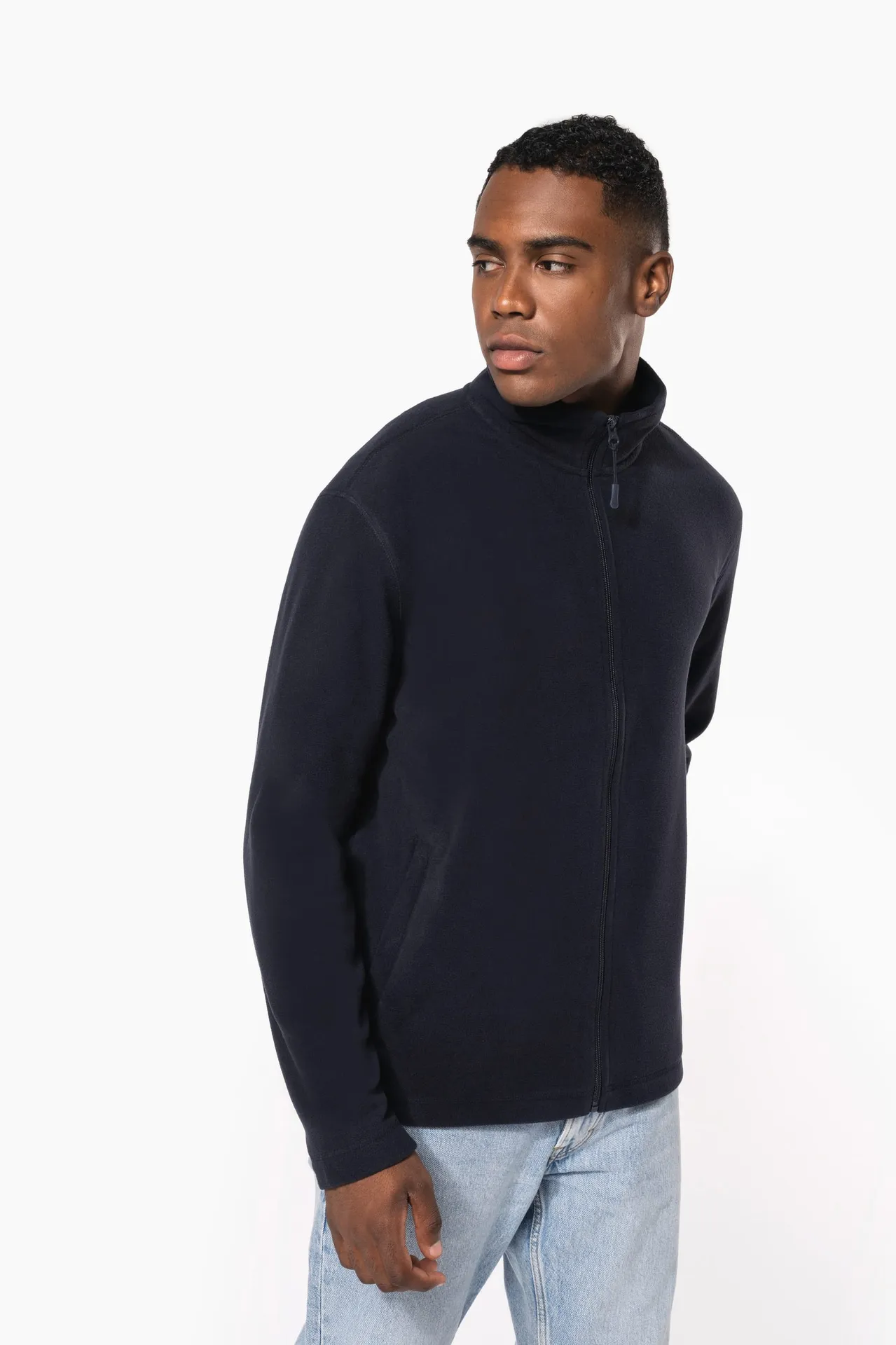 Mikrofleece-Jacke durchgehender Reißverschluss