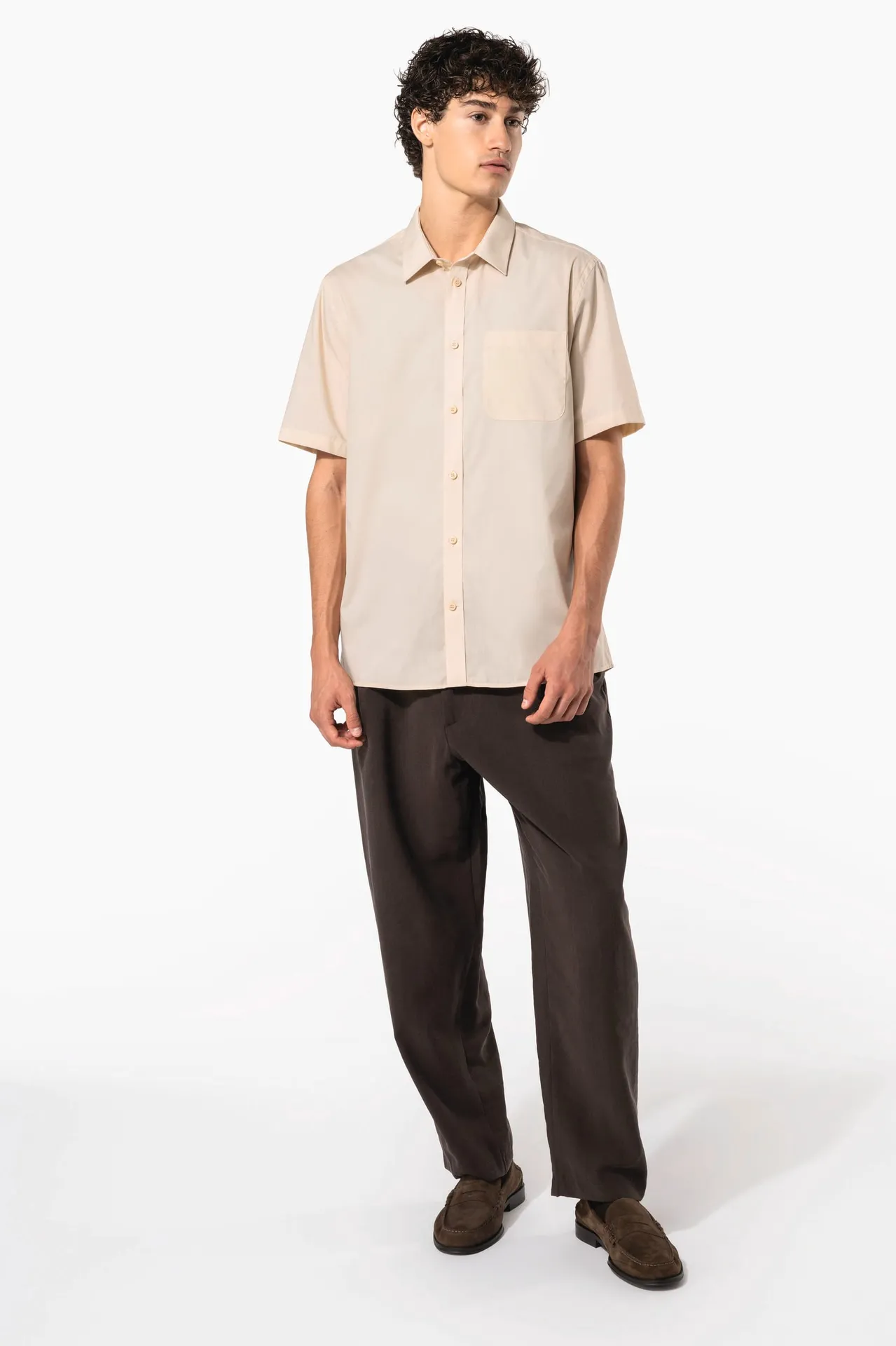 Popeline Kurzarmhemd Baumwollpolyester pflegeleicht für Herren