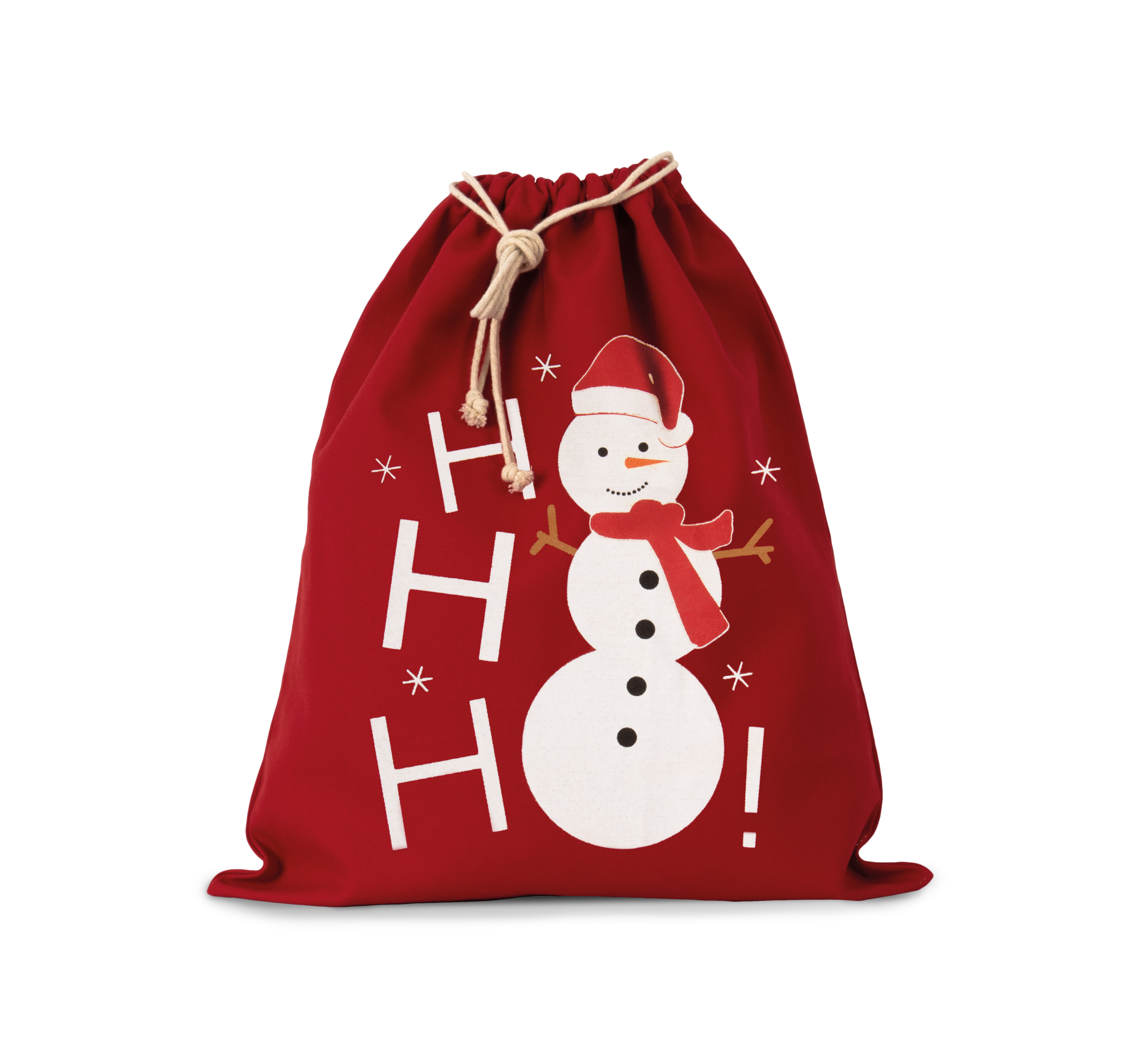 Baumwolltasche mit Kordelzug und Schneemannmotiv