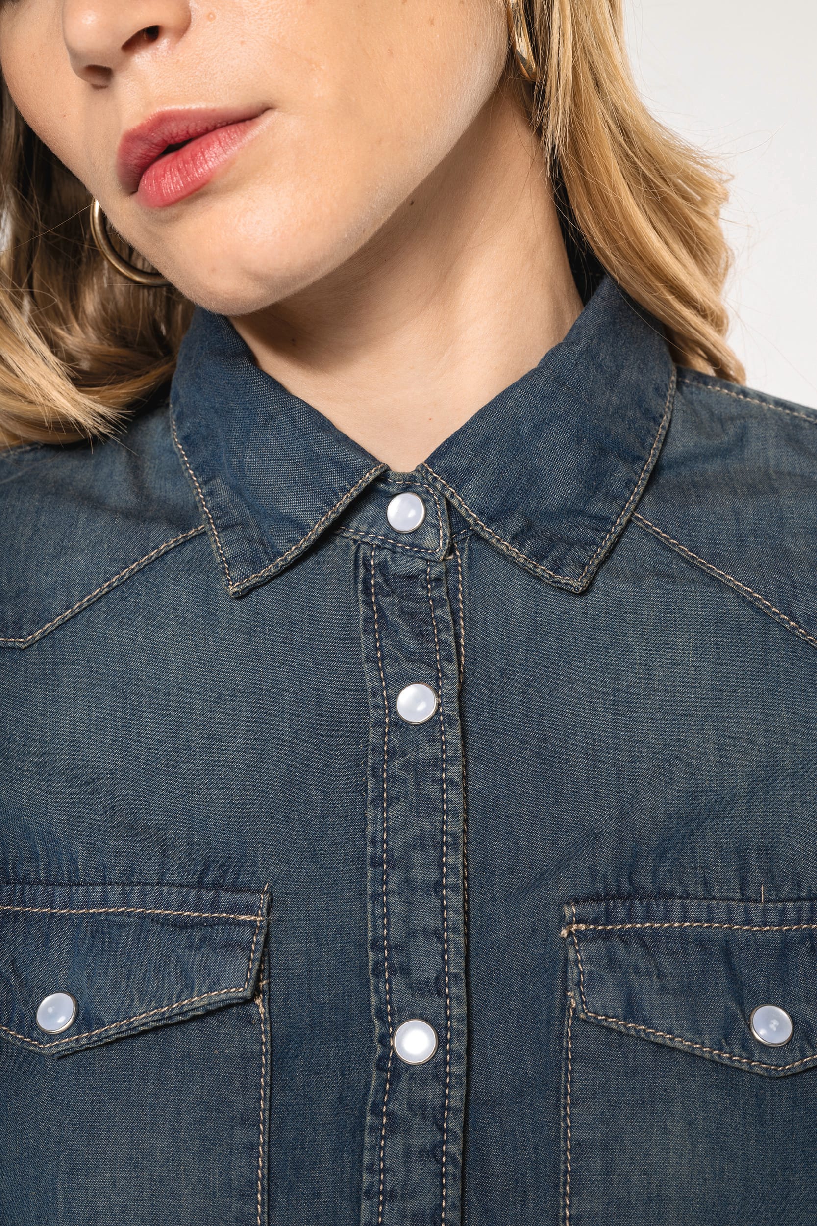 Damen denim-hemd langarm