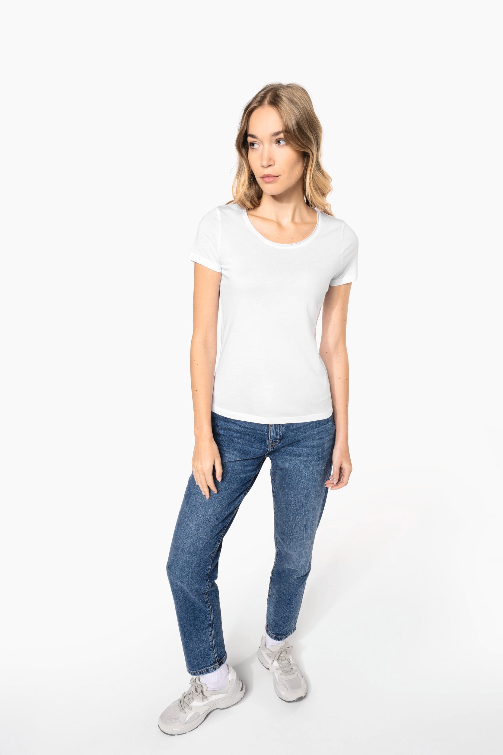 Bio-T-Shirt für Damen mit kurzen Ärmeln und ungesäumtem Halsausschnitt