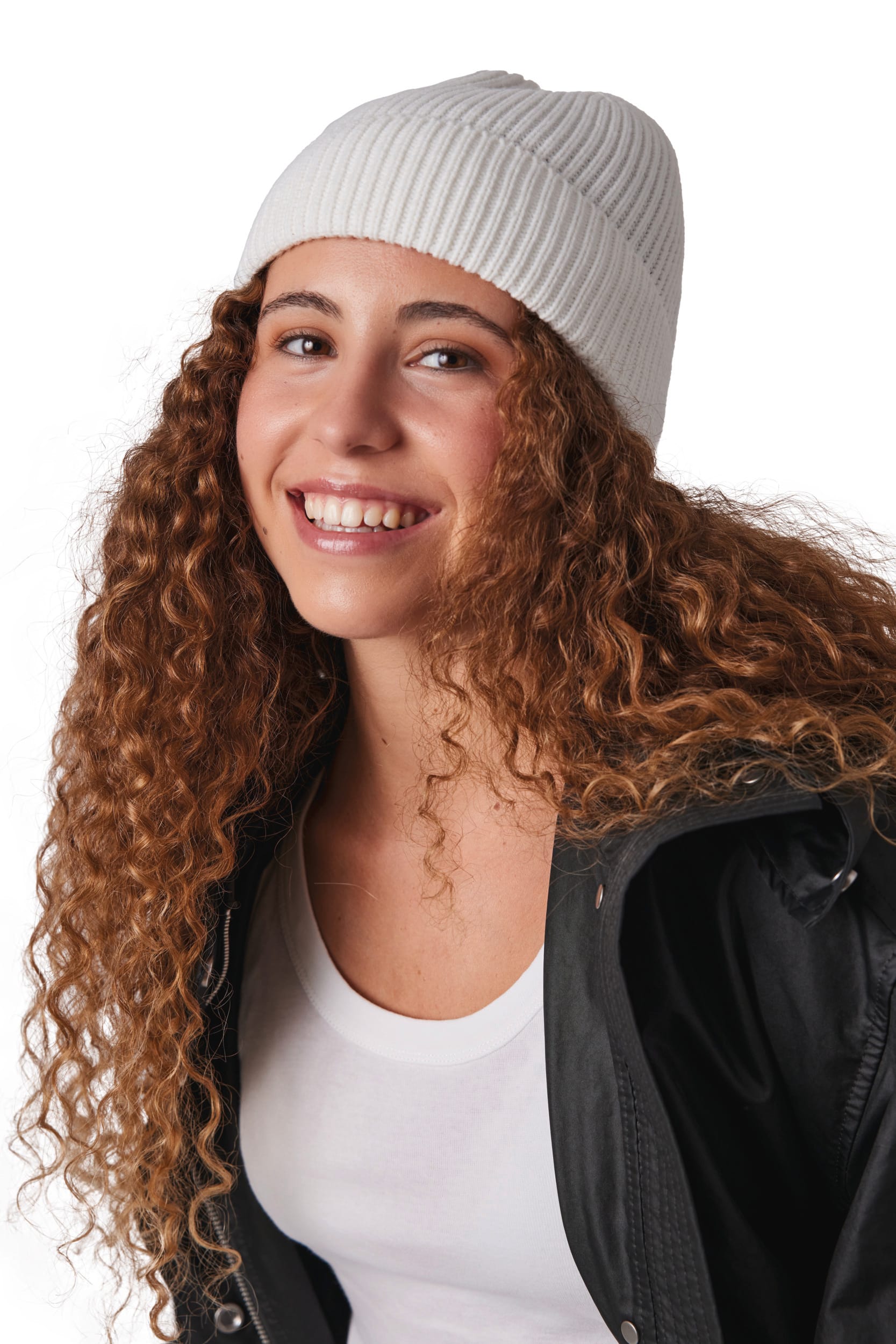 Gerippte Mütze mit Umschlag