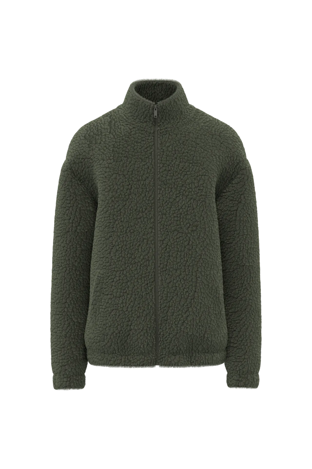 Unisex-Sweatshirt aus Sherpa mit Reißverschluss und überschnittenen Schultern