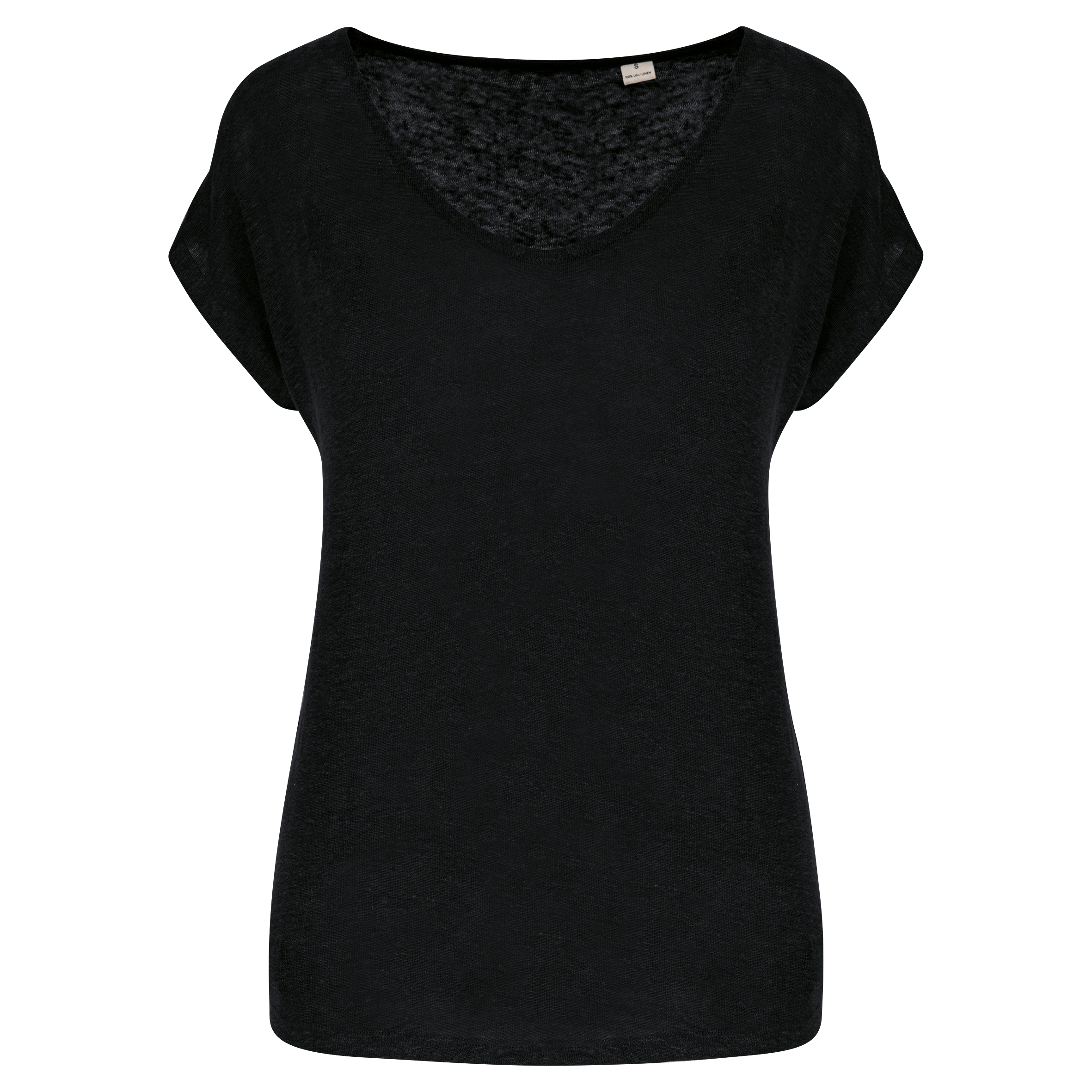 Damen-T-Shirt aus Leinen mit V-Ausschnitt