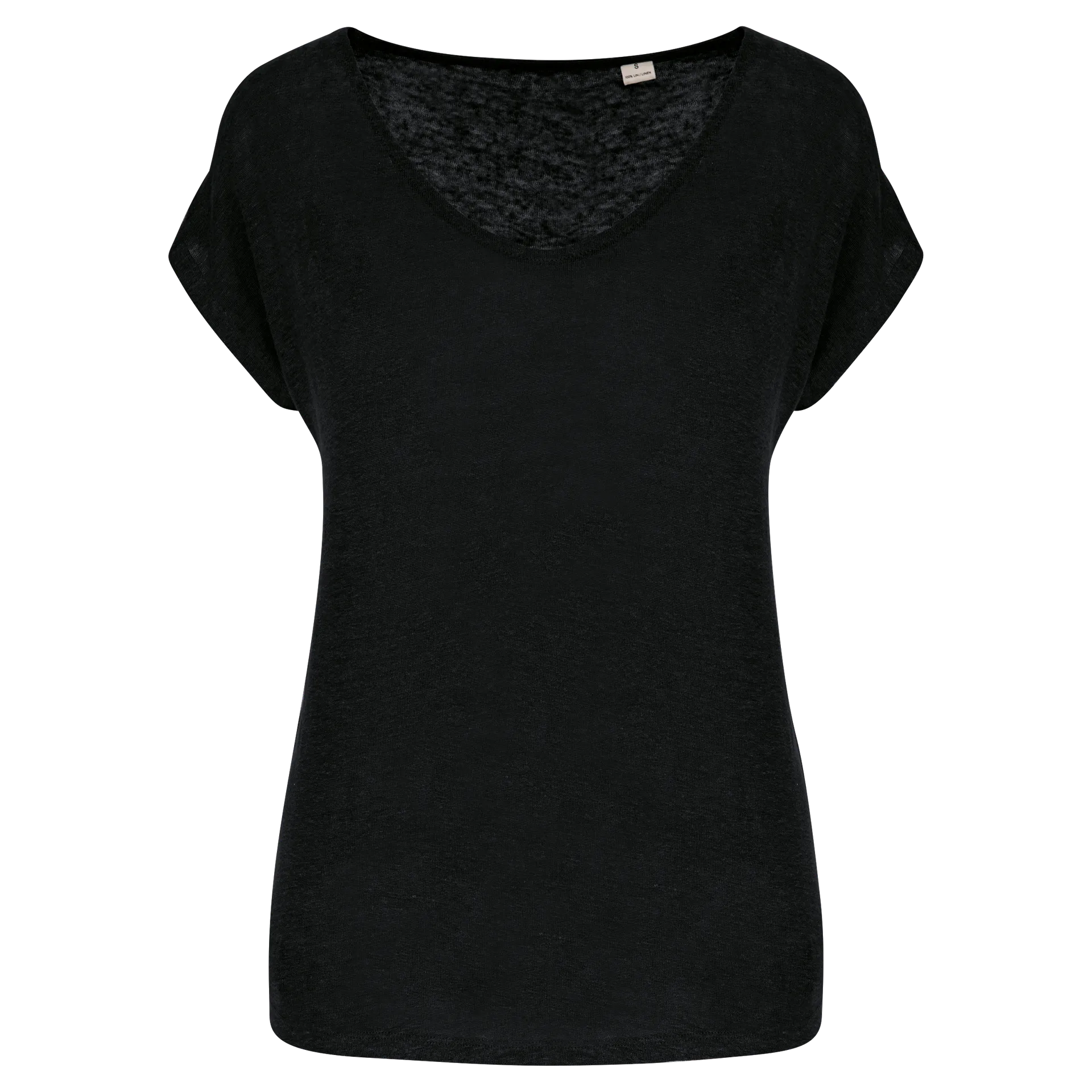 Damen-T-Shirt aus Leinen mit V-Ausschnitt