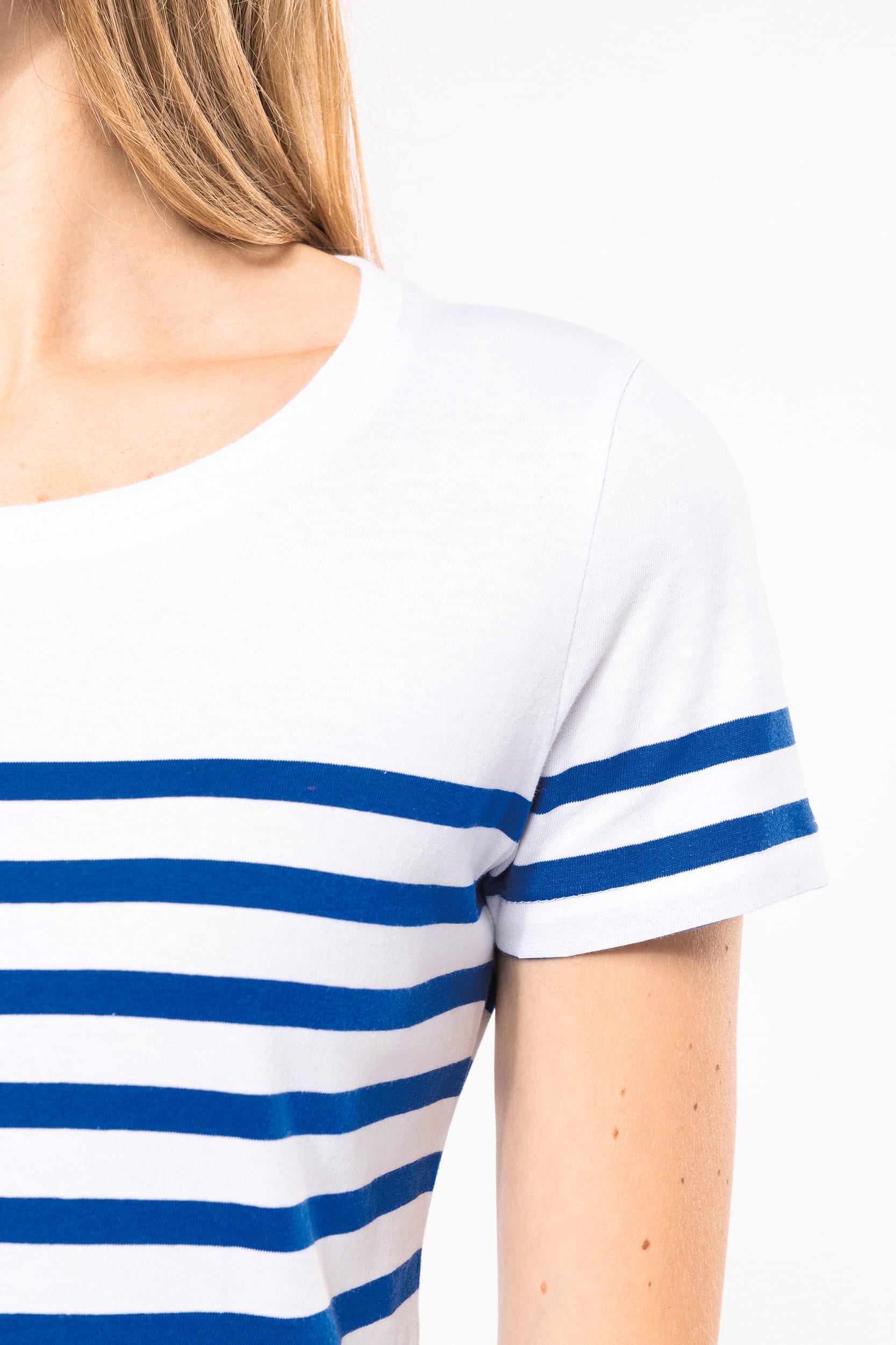 T-Shirt im Marine-Stil mit Rundhalsausschnitt Bio Damen