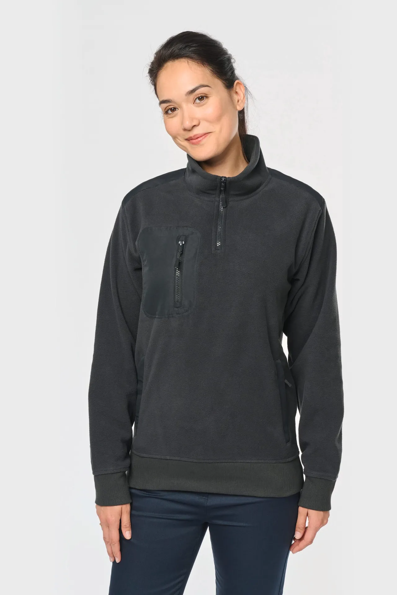 Umweltfreundlicher Fleecepullover mit Reißverschlusskragen, Unisex