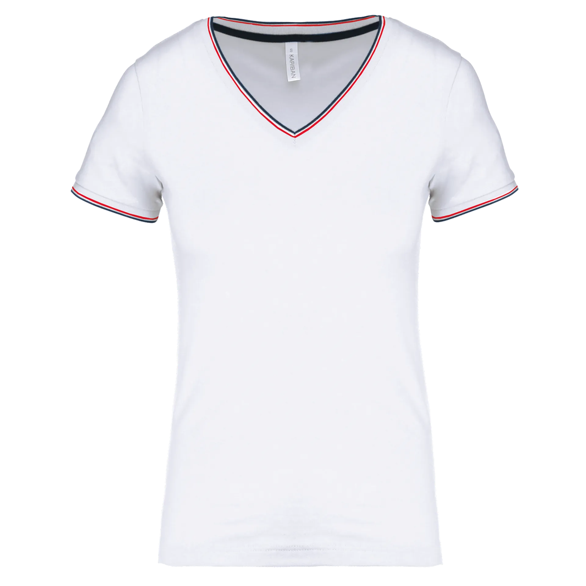 Damen T-Shirt aus Piqué-Trikot mit V-Ausschnitt