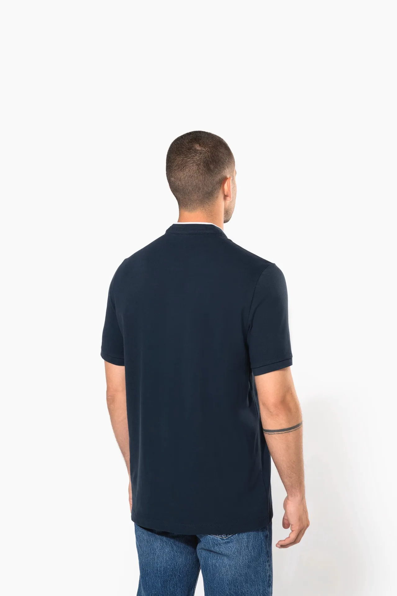 Kurzarm-Polohemd für Herren mit Maokragen