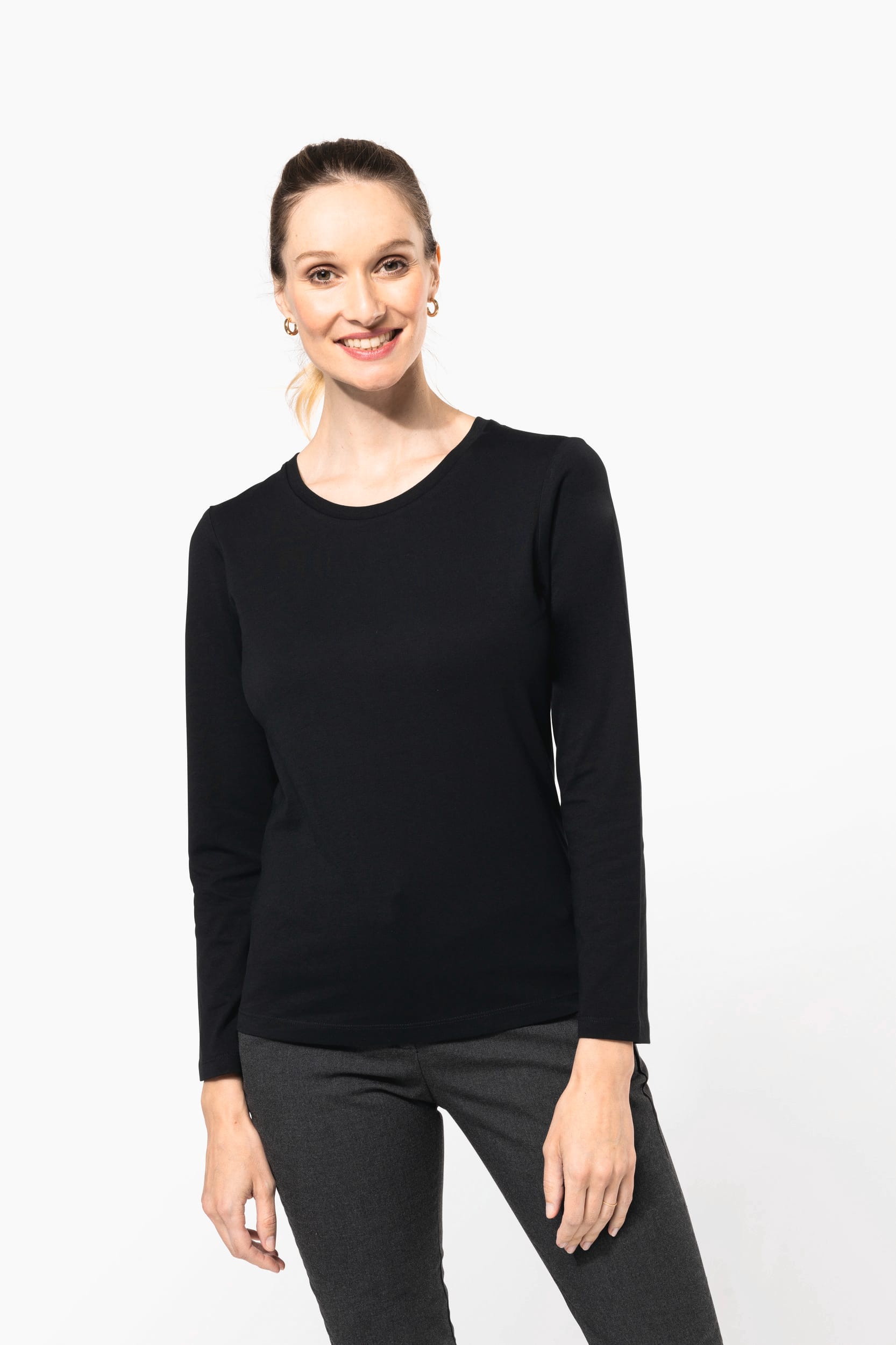 Supima® Damen-T-Shirt mit Rundhalsausschnitt und langen Ärmeln