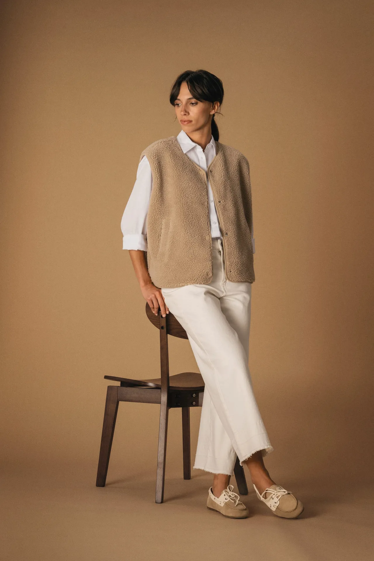 Ärmellose Sherpa-Jacke für Damen