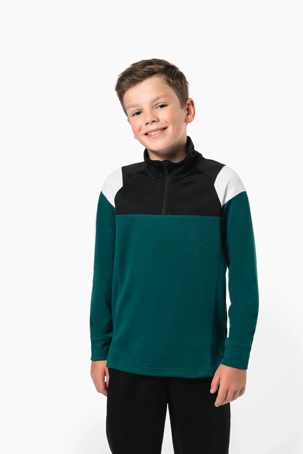 Kinder Trainings-Sweatshirt mit 1/4 Reißverschluss