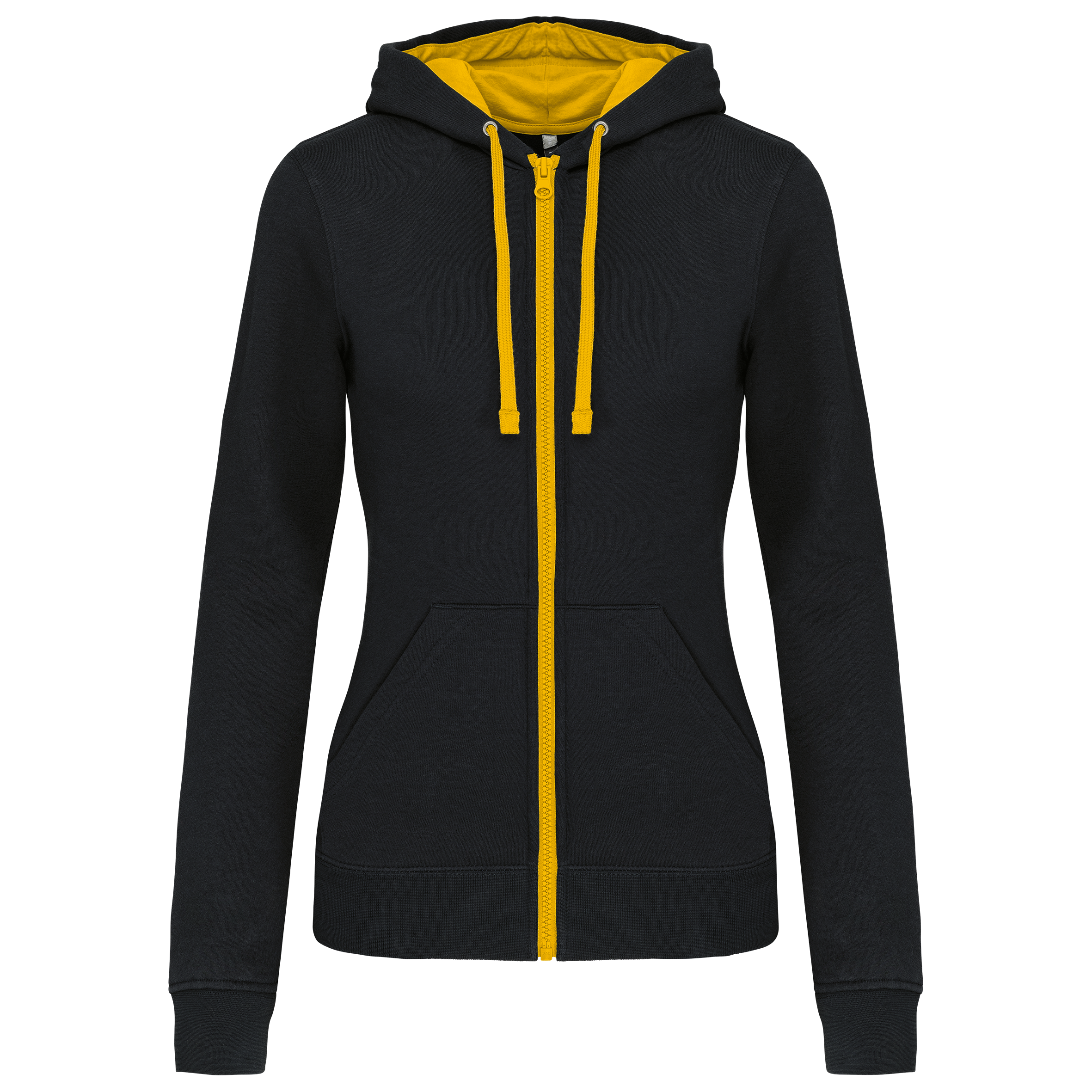 DAMEN-KAPUZENSWEATSHIRT BICOLOR mit Reißverschluss