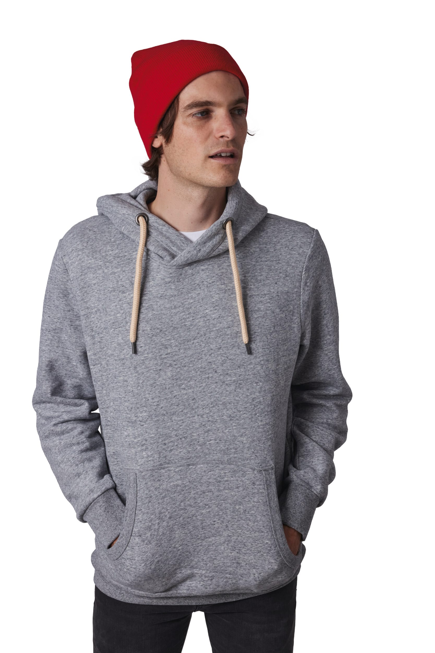 Recycelte Mütze mit Strickumschlag