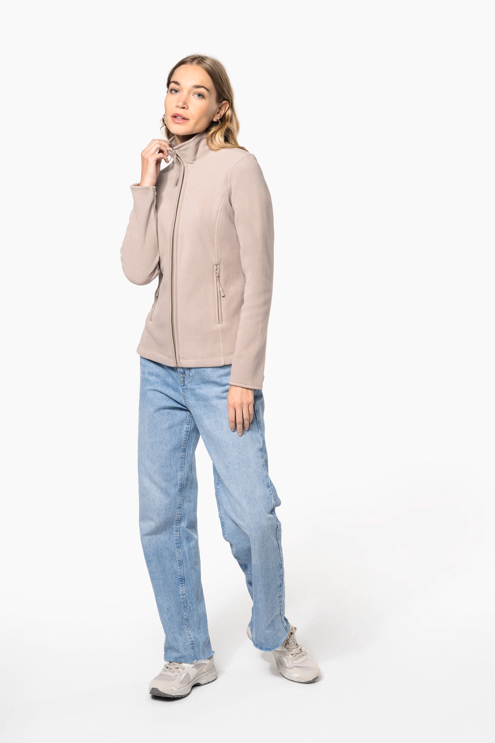 Mikrofleece-Jacke mit Reißverschluss für Damen