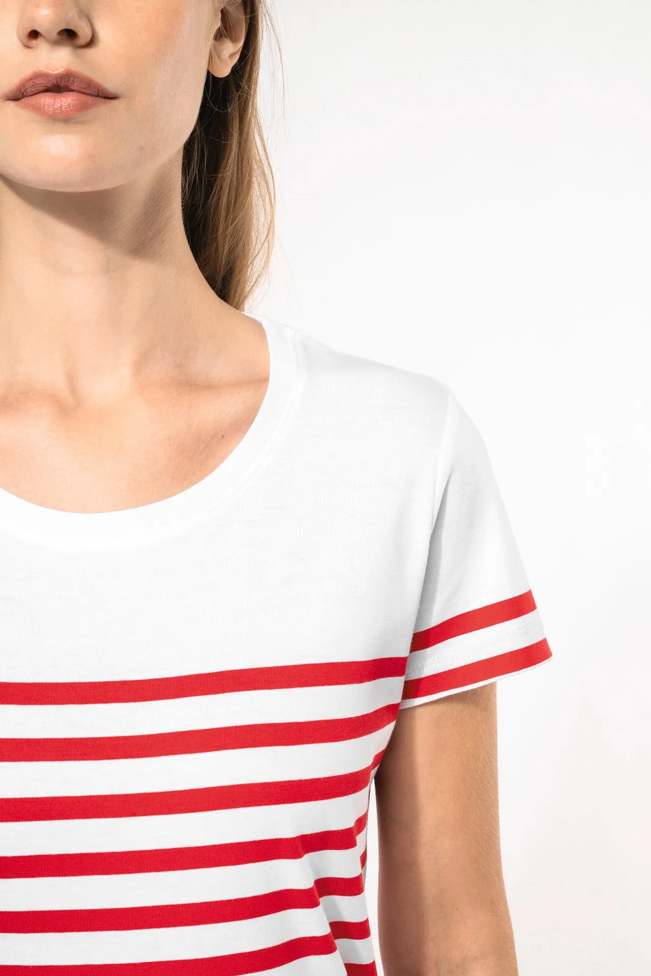 T-Shirt im Marine-Stil mit Rundhalsausschnitt Bio Damen