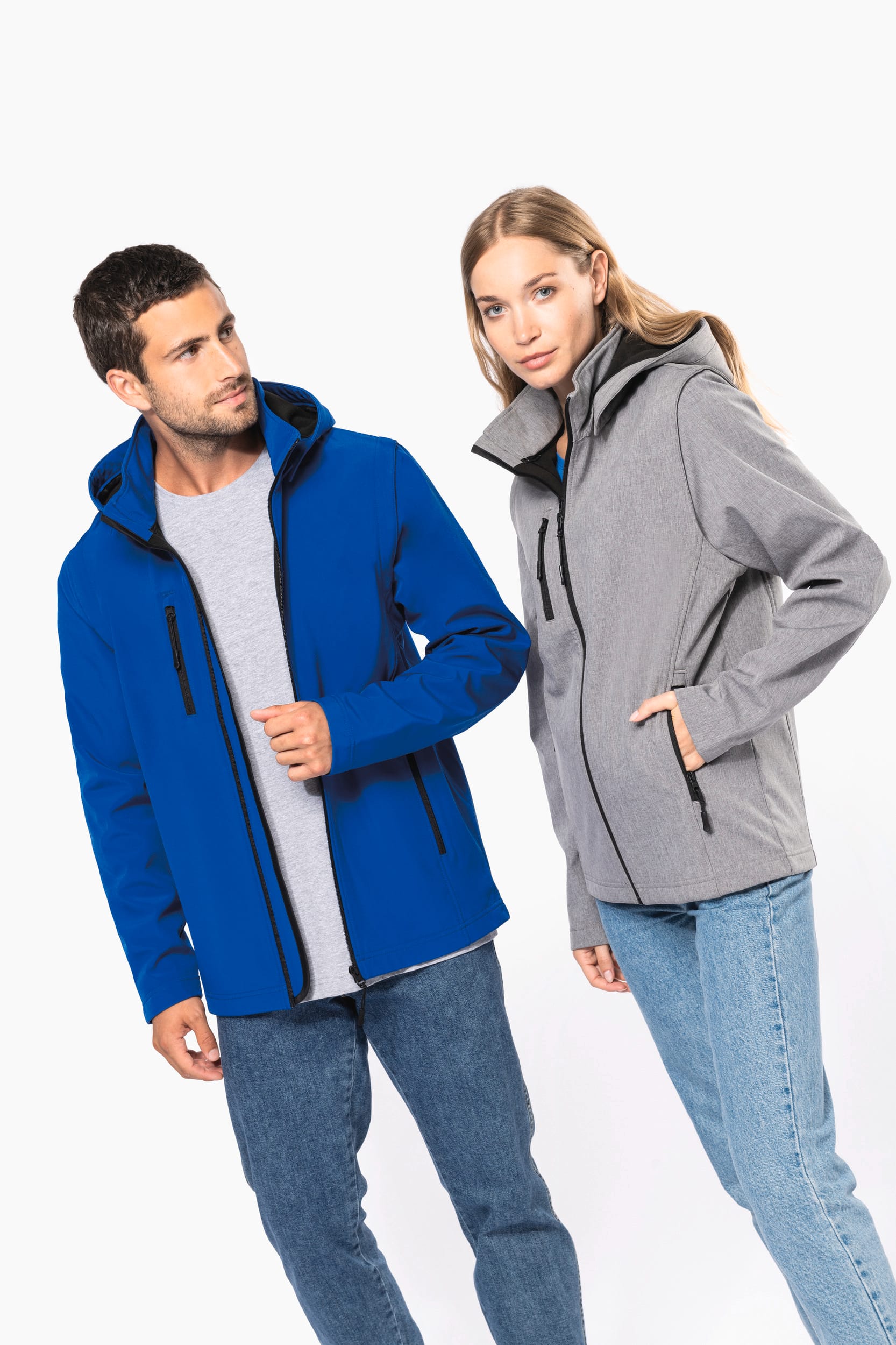 3-lagige Unisex-Softshell-Jacke mit Kapuze und abnehmbaren Ärmeln