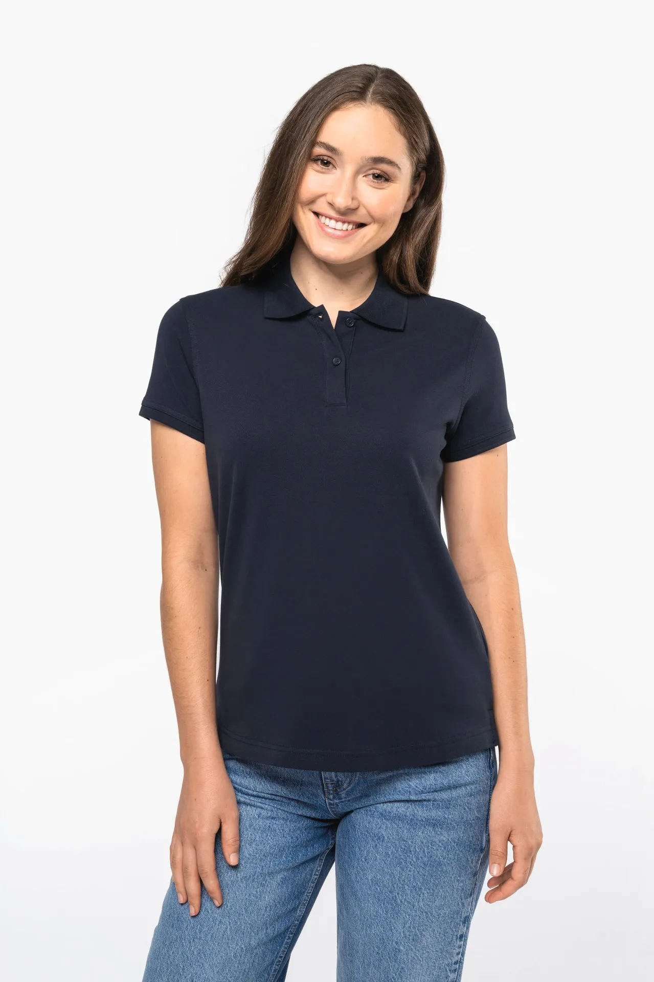 Kurzarm-Polohemd für Damen. Aus Baumwollpiqué