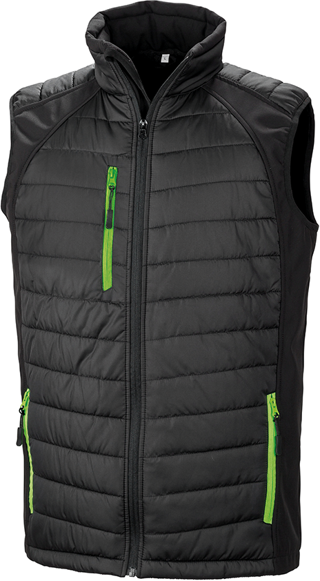 Black compass padded soft shell gilet