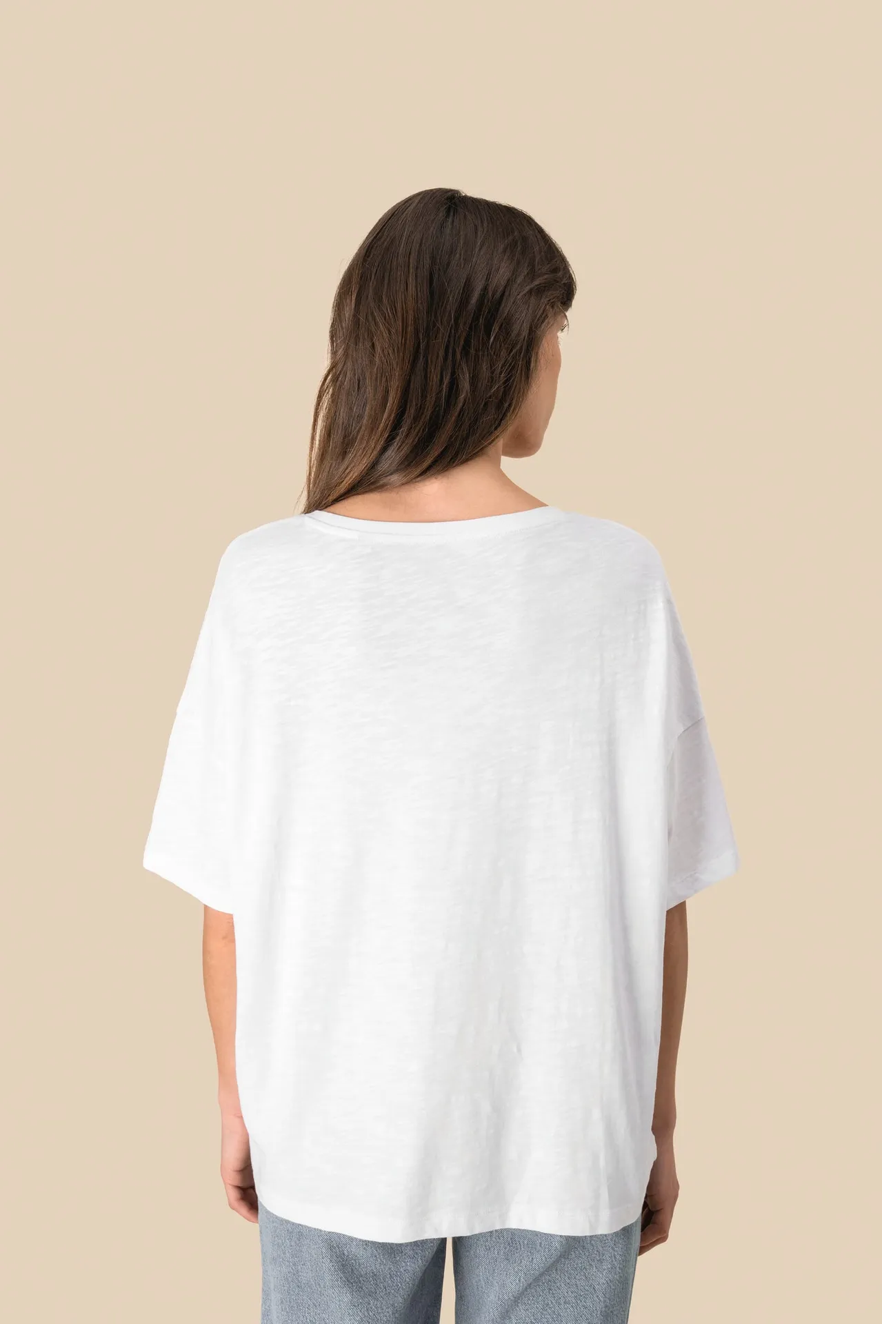 Umweltfreundliches Damen-Slub-Oversize-T-Shirt mit überschnittenen Schultern