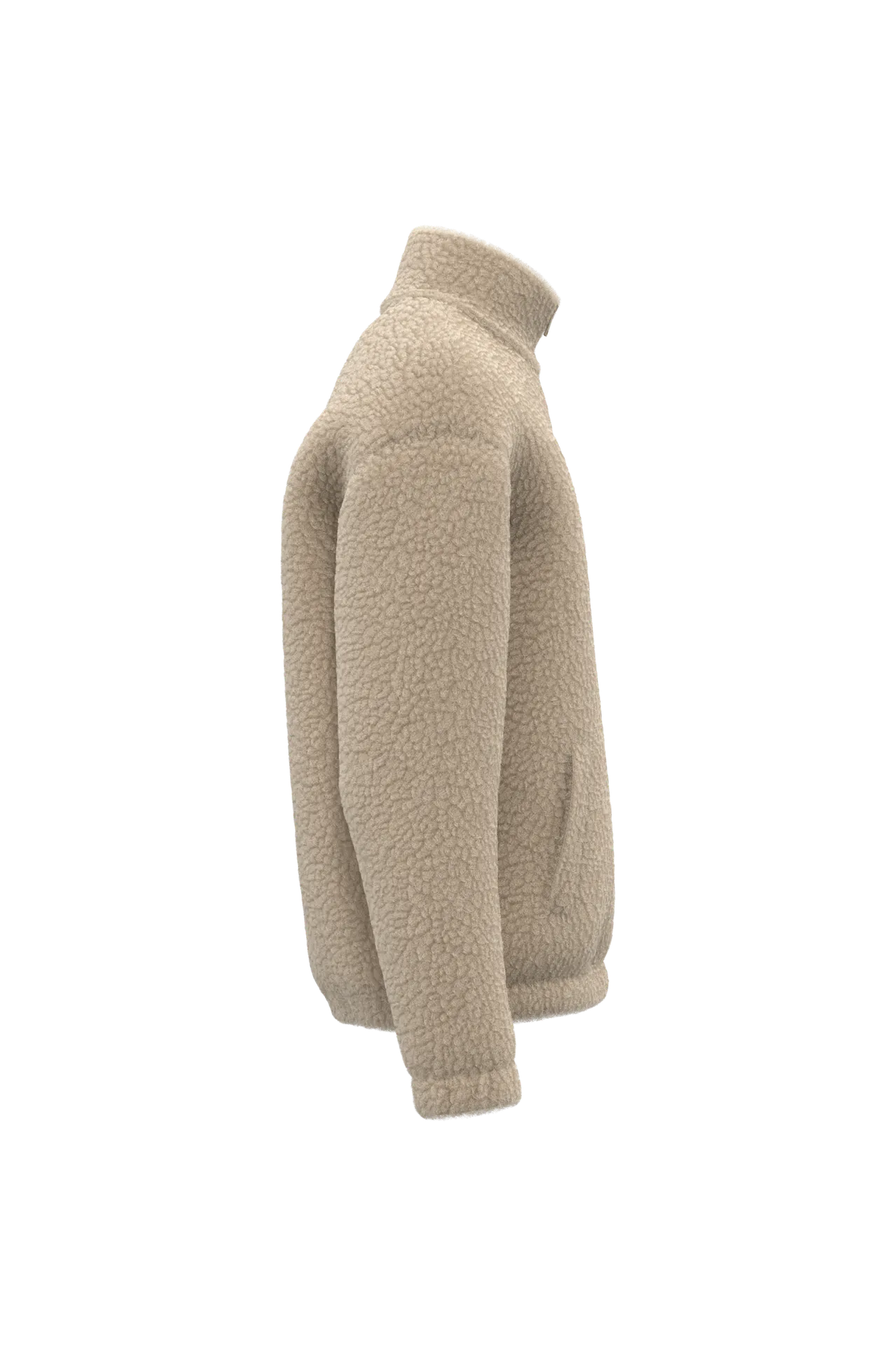 Unisex-Sweatshirt aus Sherpa mit Reißverschluss und überschnittenen Schultern