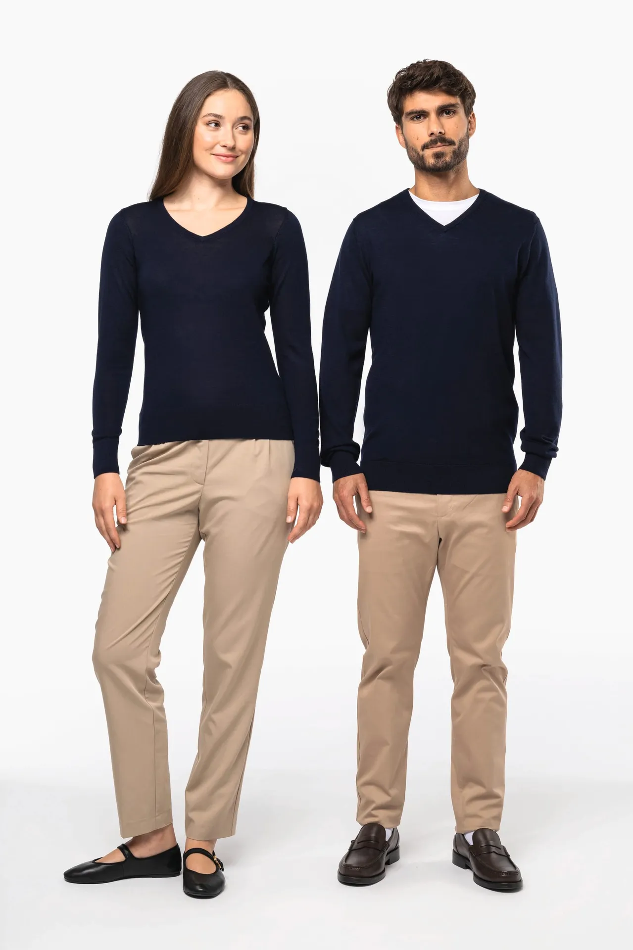Merino-Damenpullover mit V-Ausschnitt