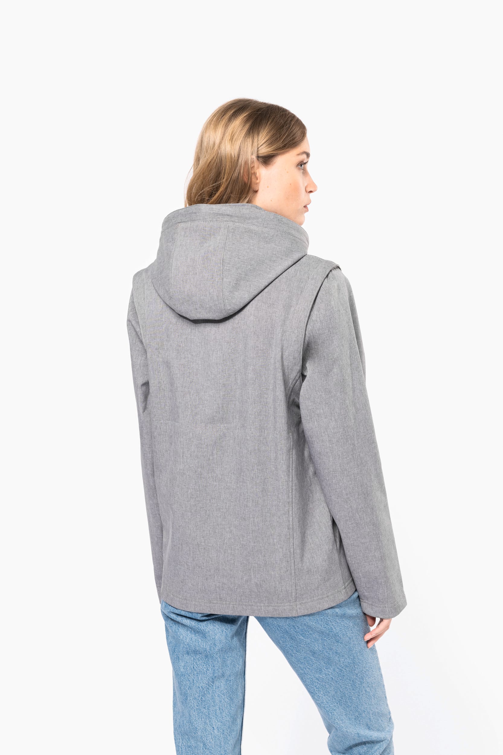 3-lagige Unisex-Softshell-Jacke mit Kapuze und abnehmbaren Ärmeln