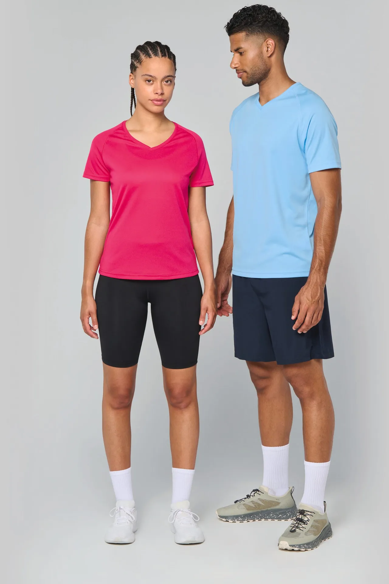 Damen Kurzarm-Sportshirt mit V-Ausschnitt