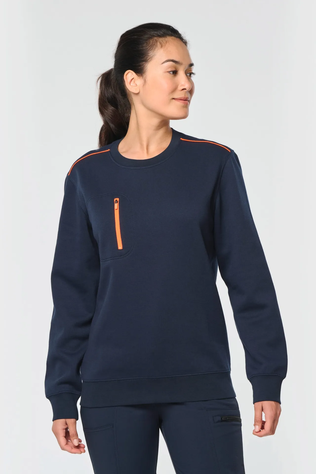Day To Day Unisex-Sweatshirt mit kontrastfarbener zip Tasche