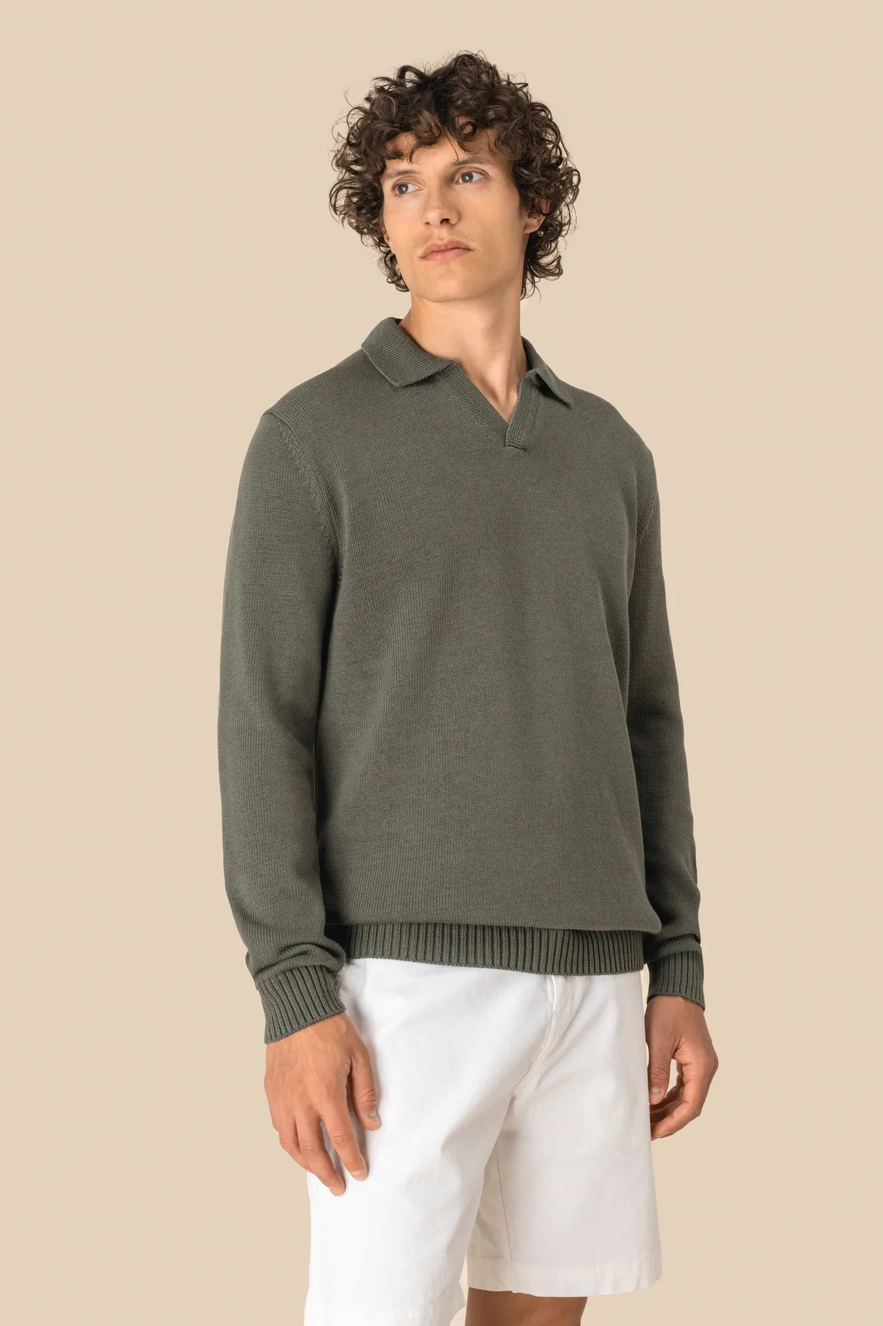 Herrenpullover mit Polokragen