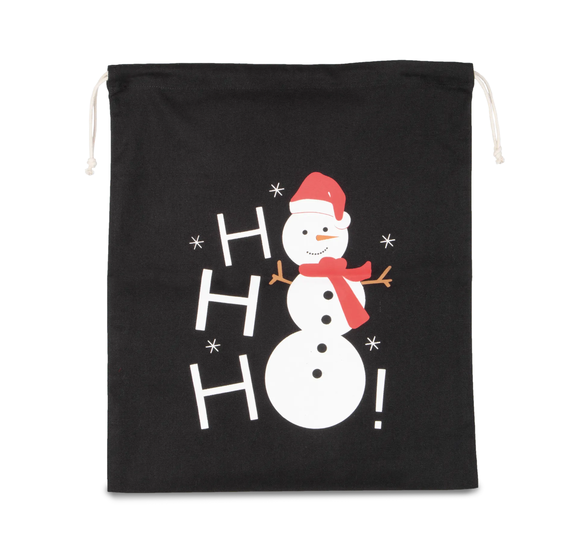 Baumwolltasche mit Kordelzug und Schneemannmotiv