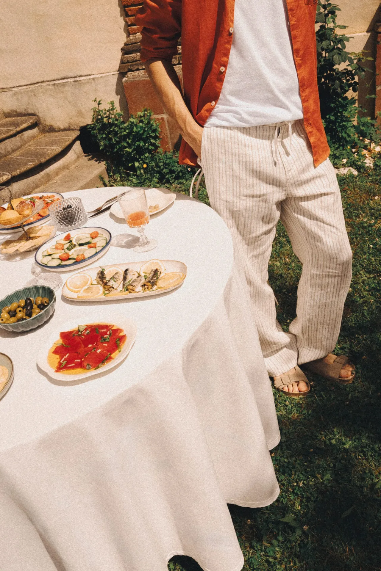 Gestreifte Leinenhose für Herren
