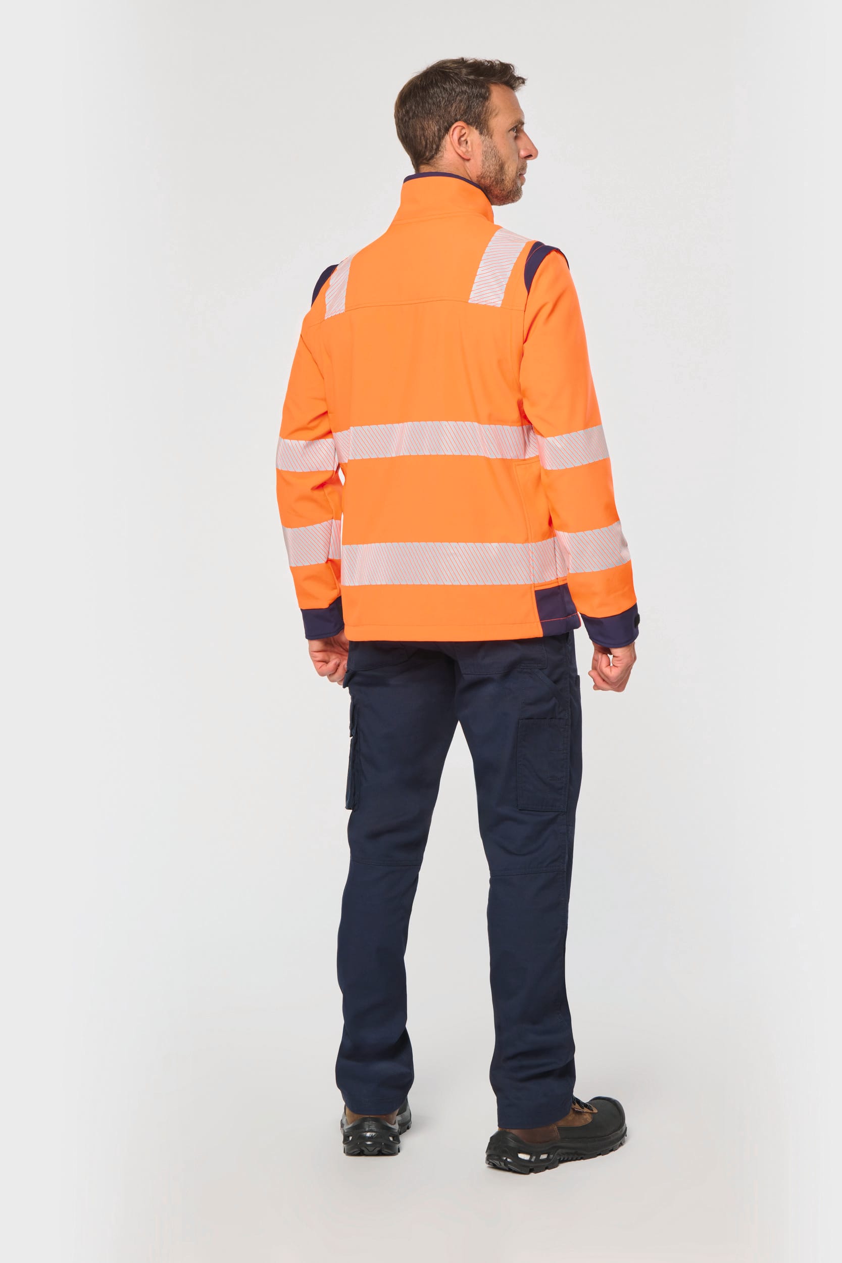 Recycelte Safety Softshell-Jacke mit abnehmbaren Ärmeln